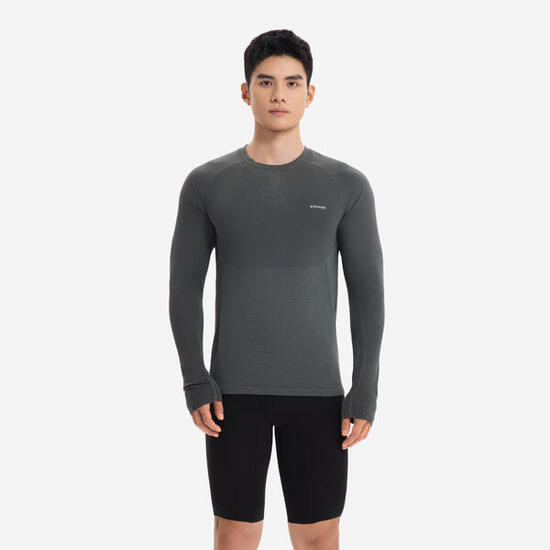 Maglia termica manica lunga running uomo RUN 500 blu