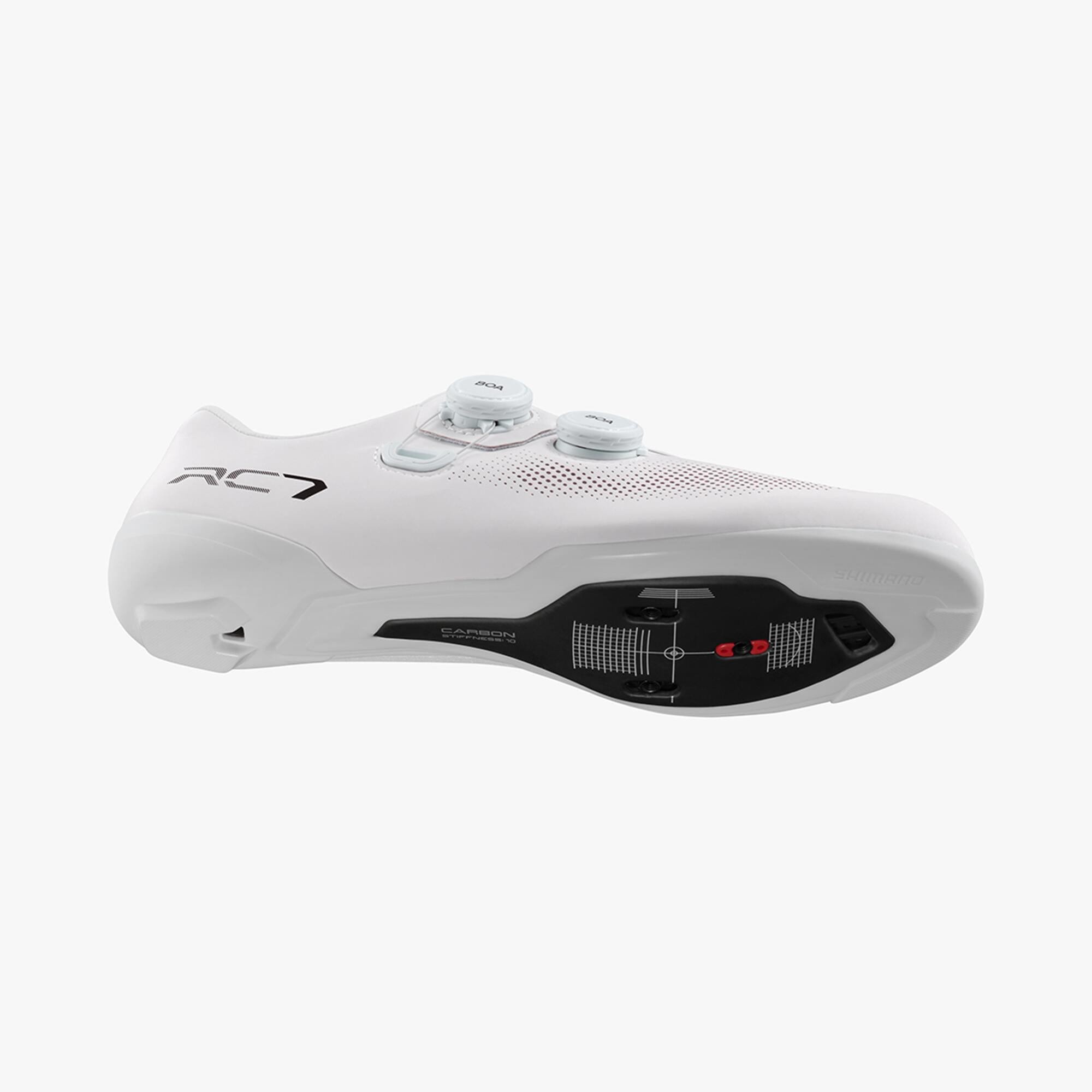 Scarpa bici da corsa Shimano RC703 bianca suola carbonio 3/5