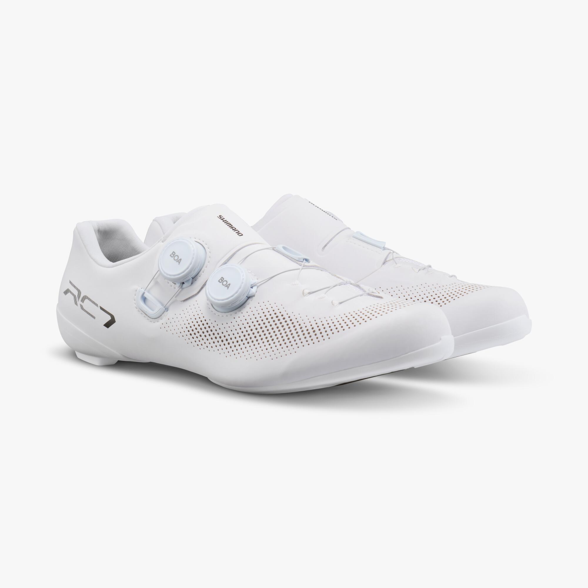 Scarpa bici da corsa Shimano RC703 bianca suola carbonio 2/5