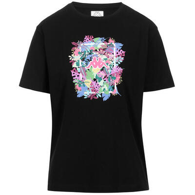 T-shirt Donna Kappa Nera con logo stampato