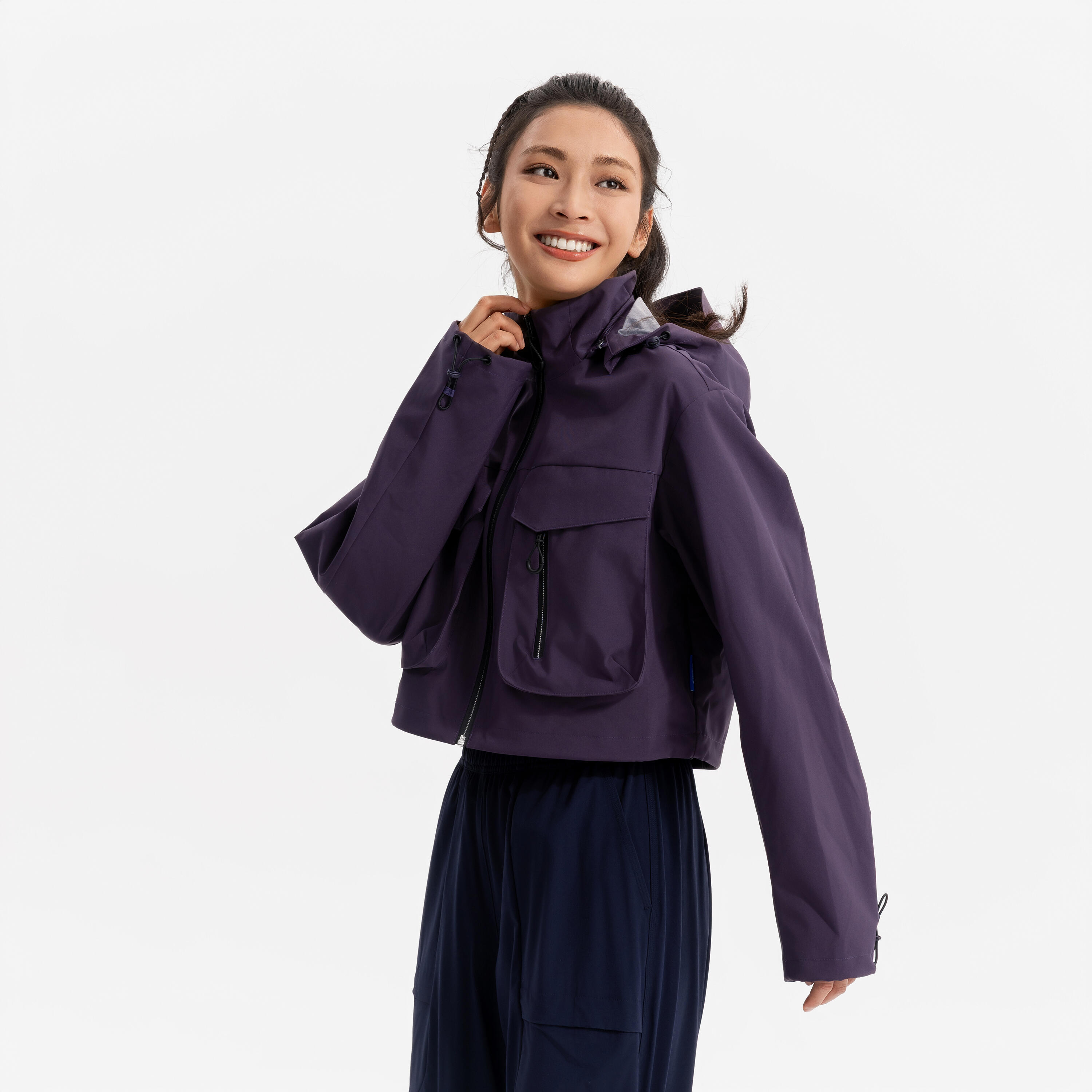 SPORTSWEAR CN CROP POCKET JACKET - dark aubergine