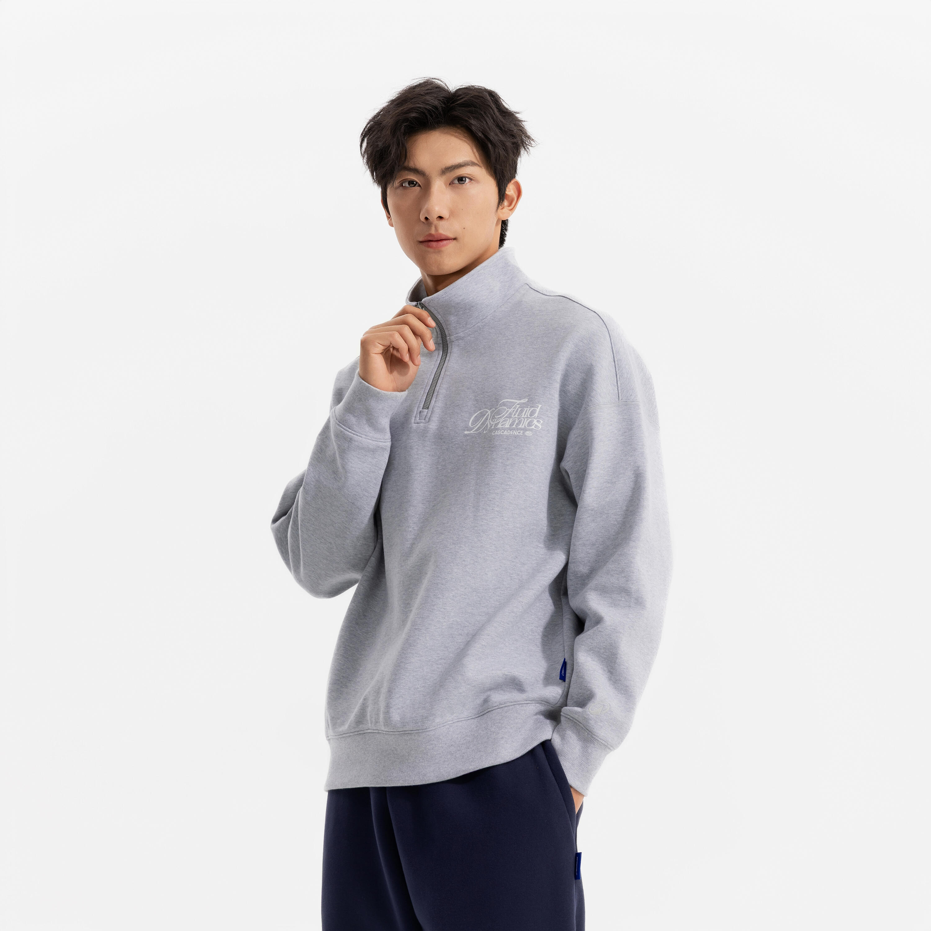 Sportswear men half-zip sweater-silver grey