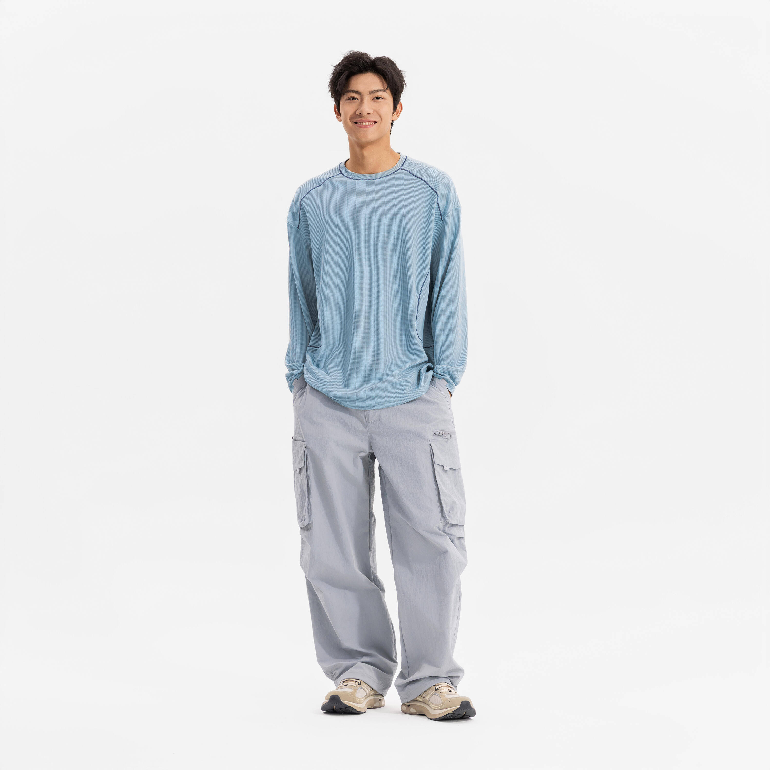 Sportswear oversize cargo pants-steel grey -  5