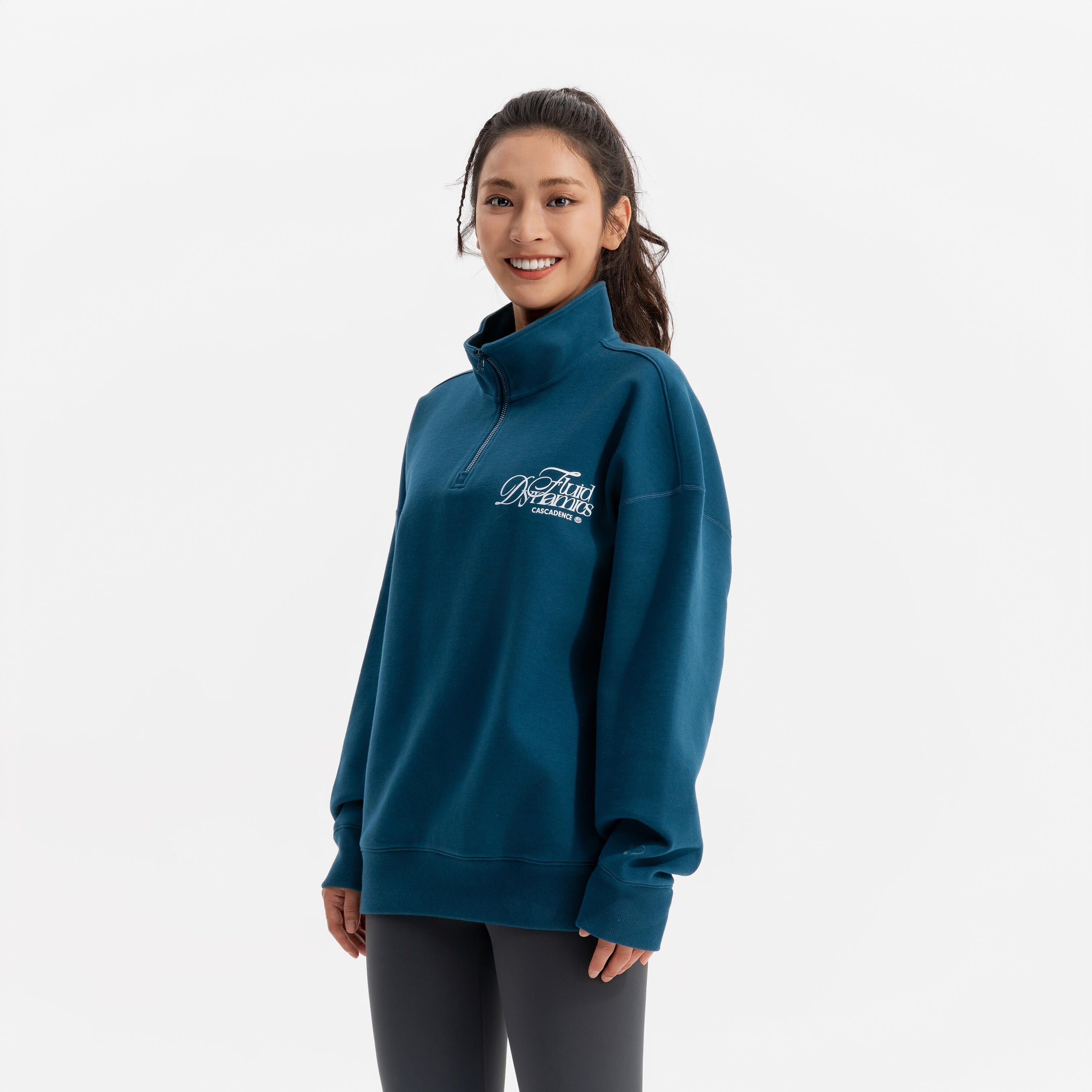 Sportswear men half-zip sweater-teal blue