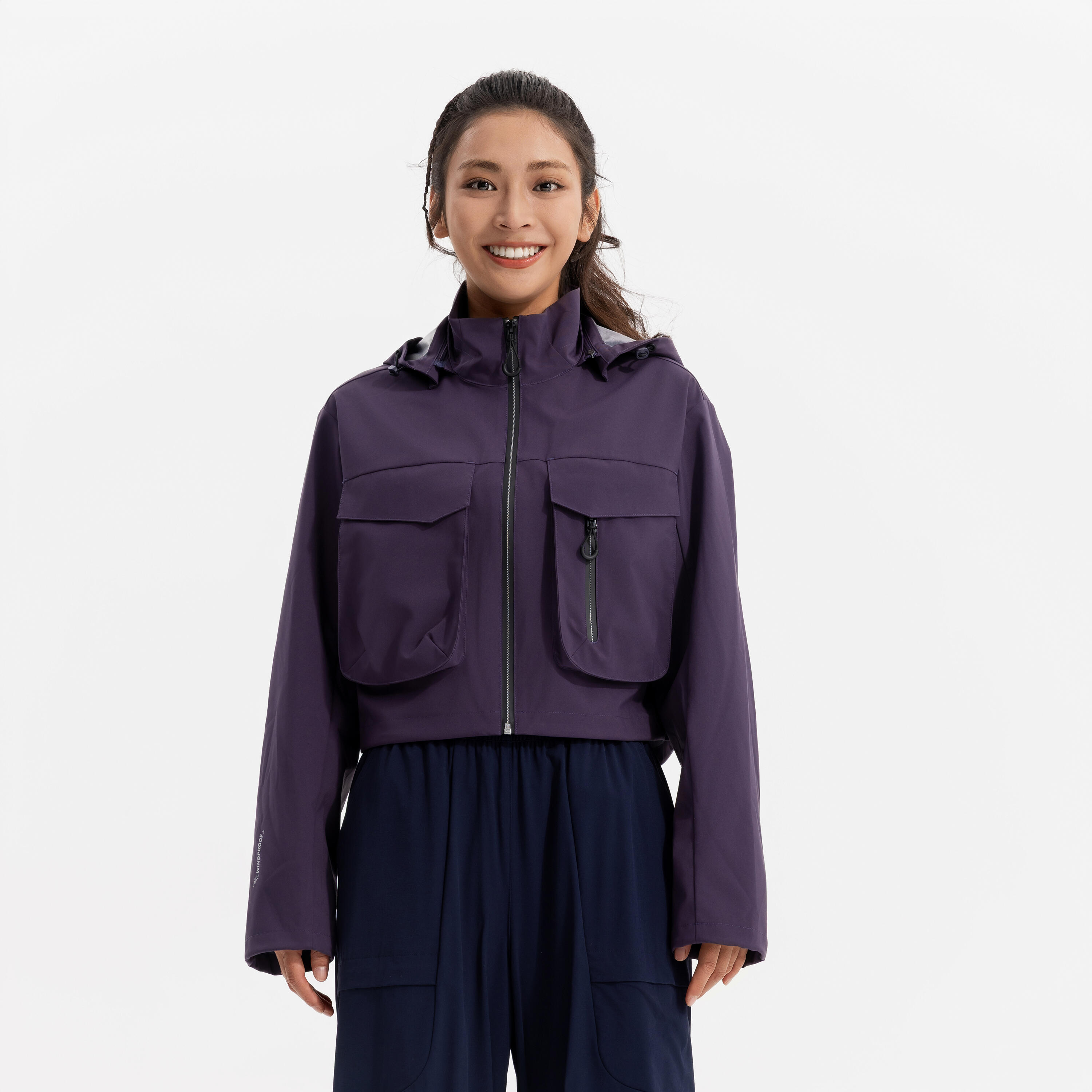 SPORTSWEAR CN CROP POCKET JACKET - dark aubergine