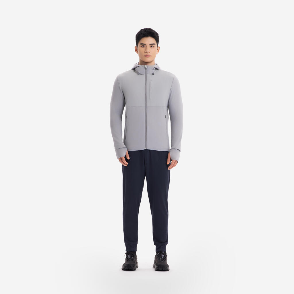 Veste chaude de running Homme, KIPRUN Run 100 warm grise clair
