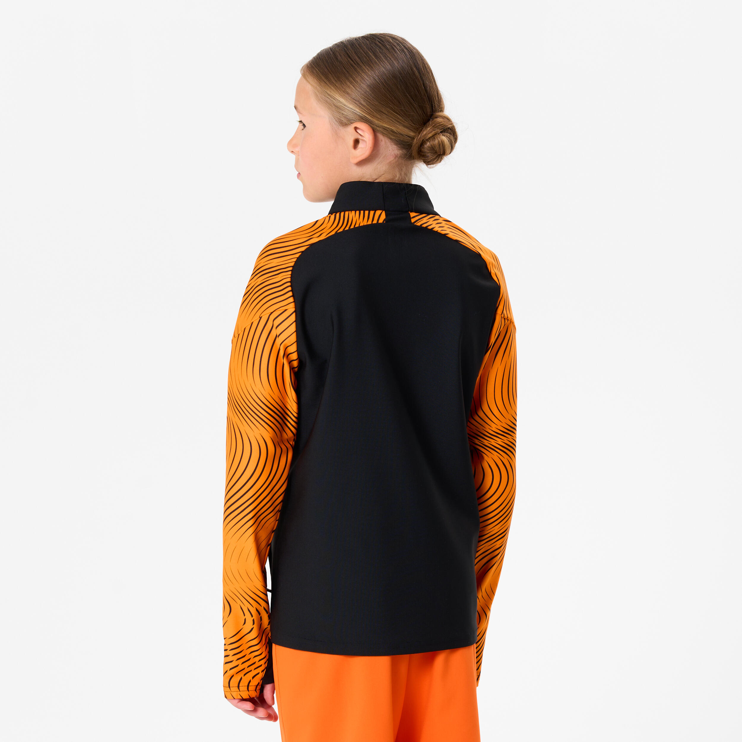 Felpa bambino 1/2 Zip CLUB Wavy nero-arancione 4/6