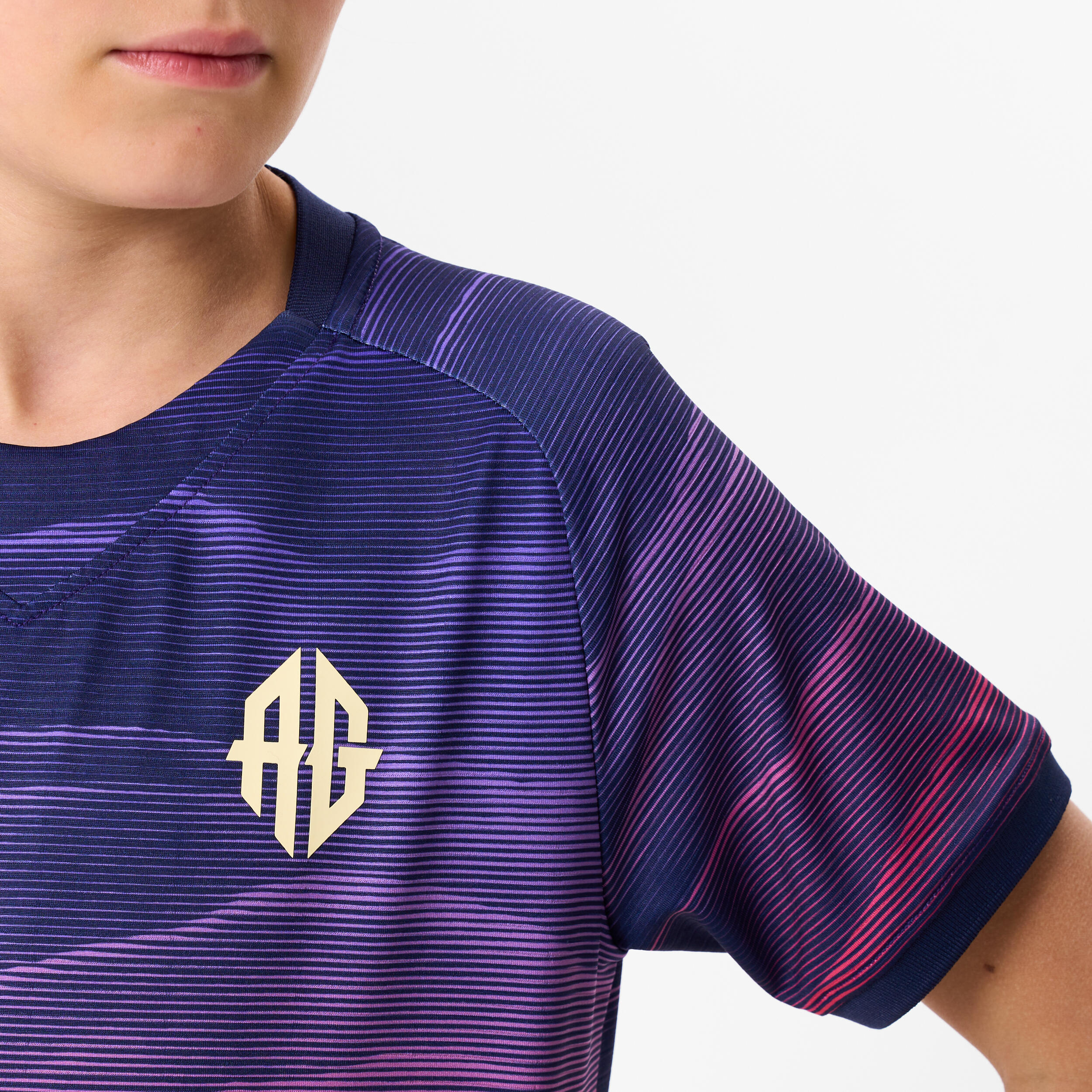 Maillot de football Viralto II manches courtes enfant, "AG" A. Griezmann Violet 5/8
