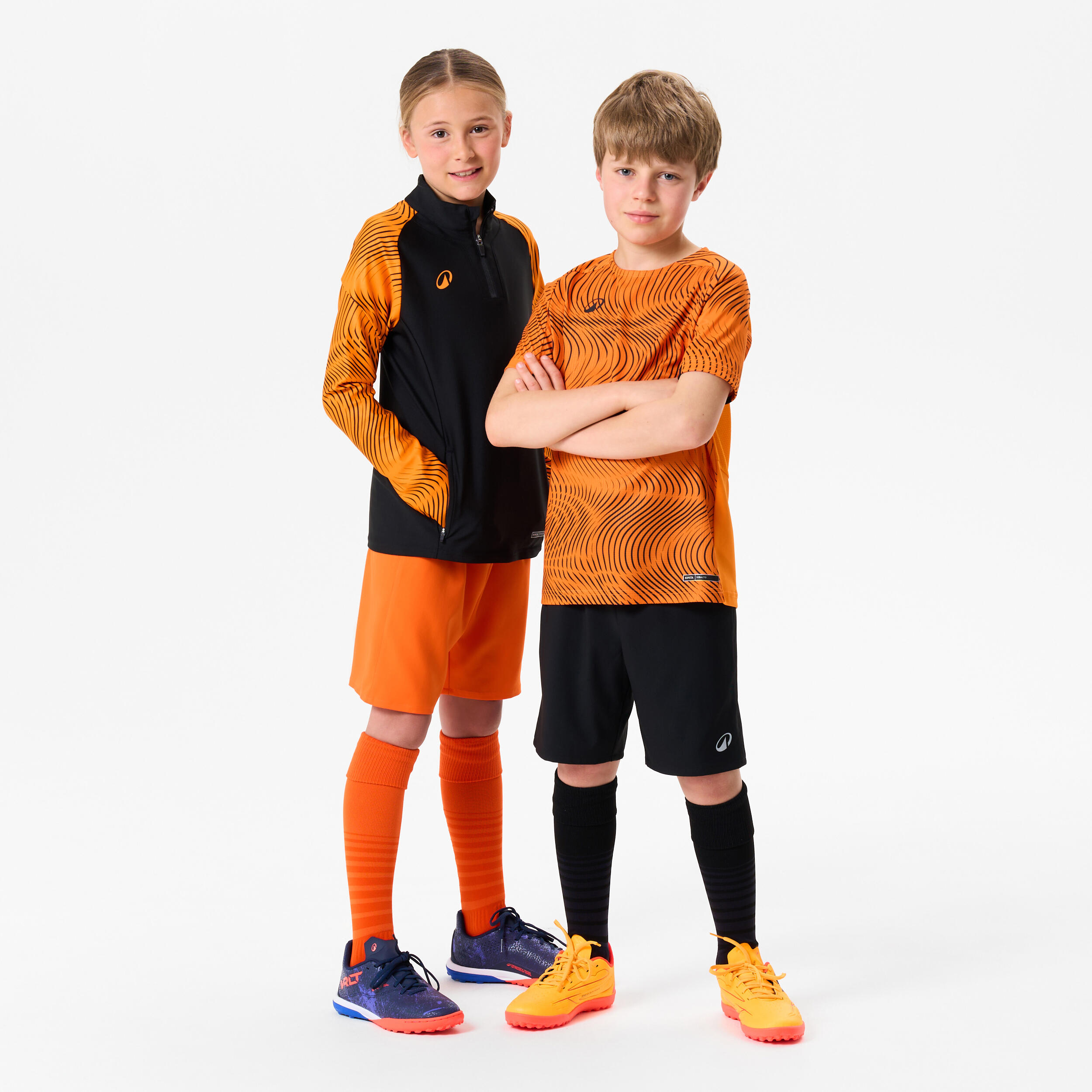 Felpa bambino 1/2 Zip CLUB Wavy nero-arancione 2/6