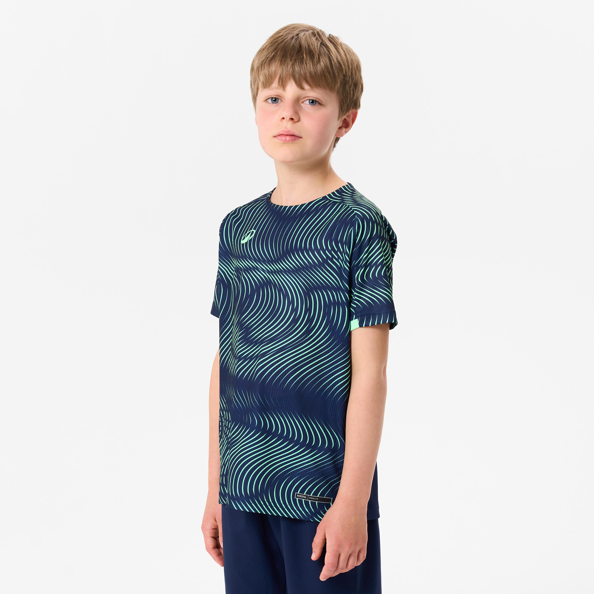 KIPSTA Detský futbalový dres Wavy Club čierno-zelený 113-122 cm