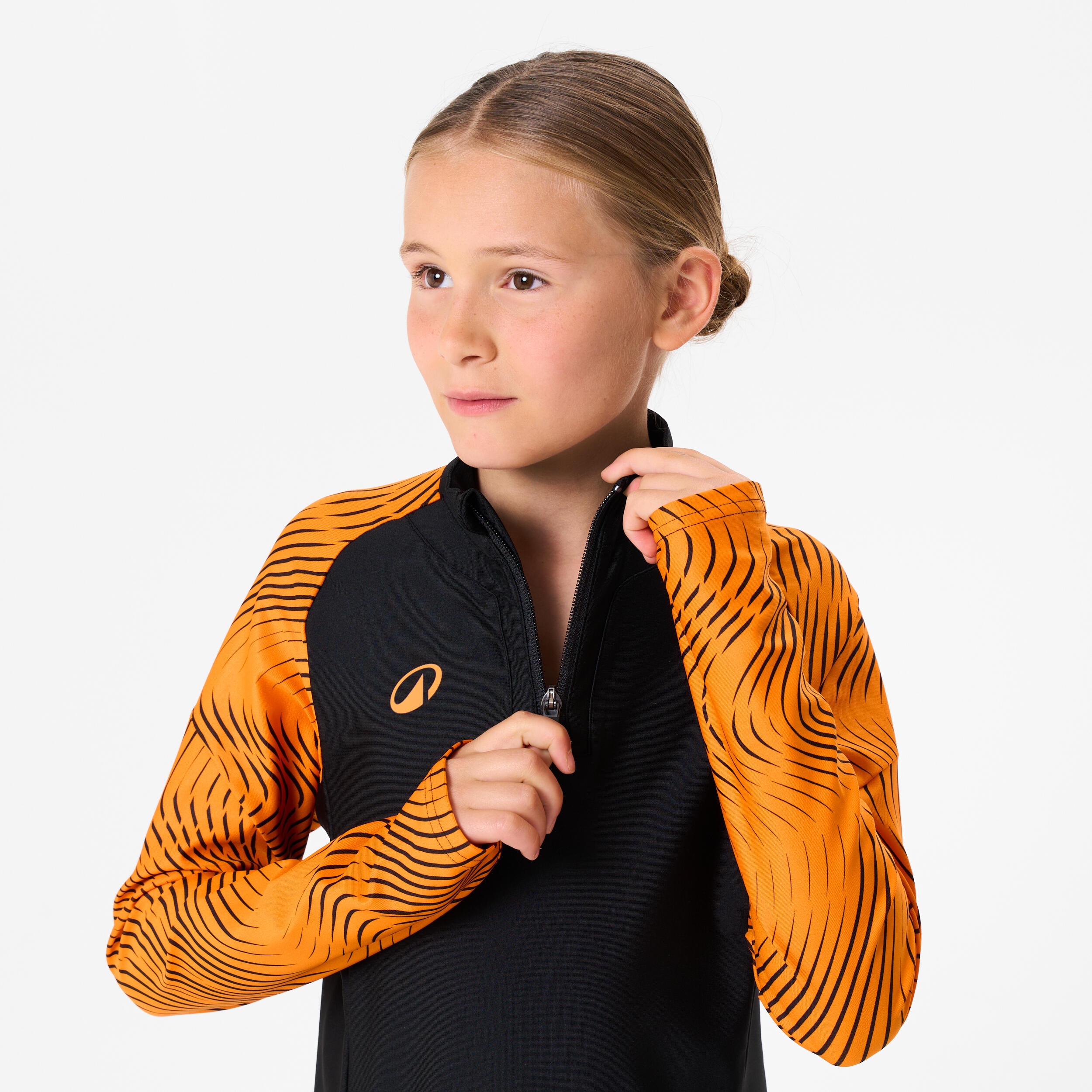 Felpa bambino 1/2 Zip CLUB Wavy nero-arancione 3/6