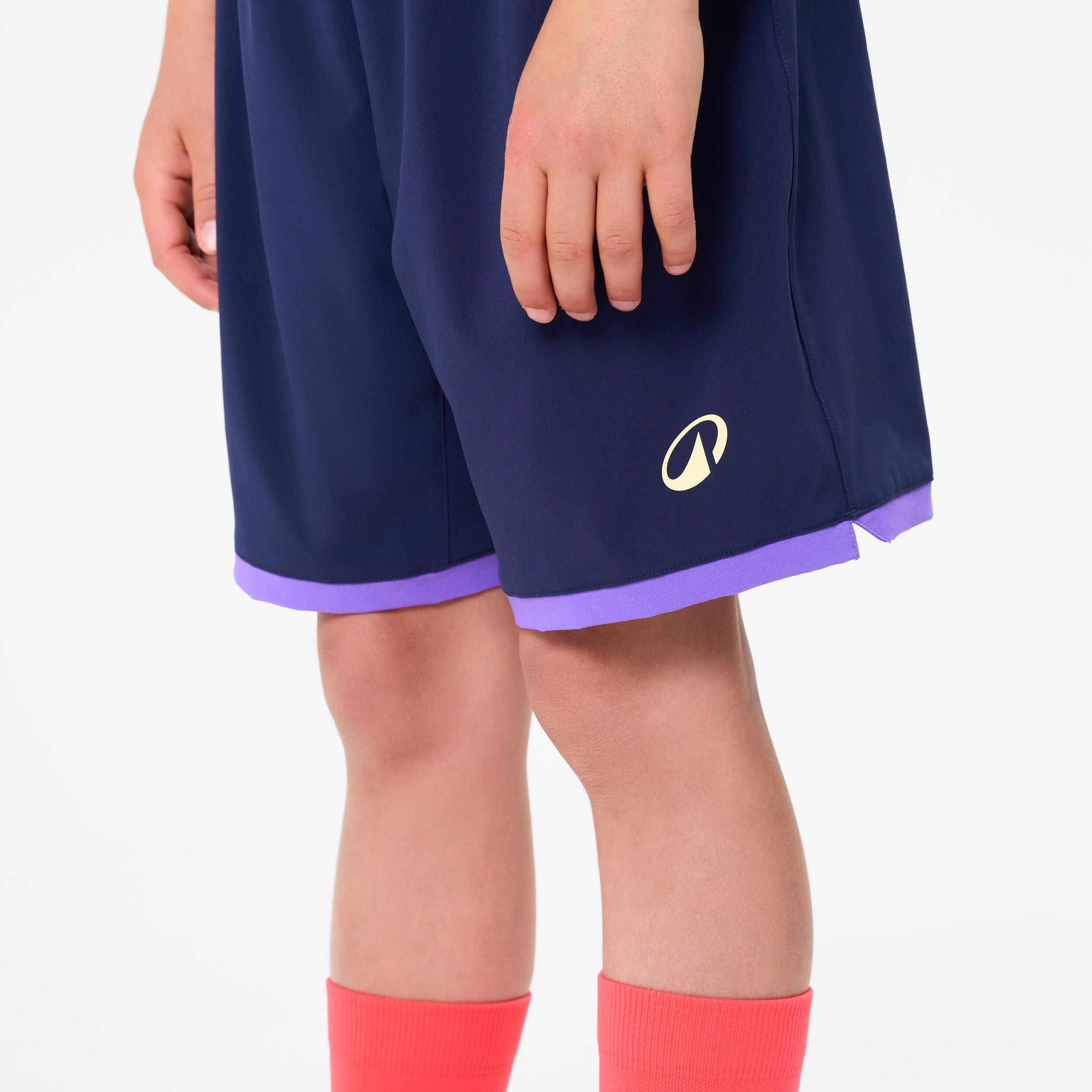 Short de football enfant Viralto II "AG" Antoine Griezmann marine et violet 6/8