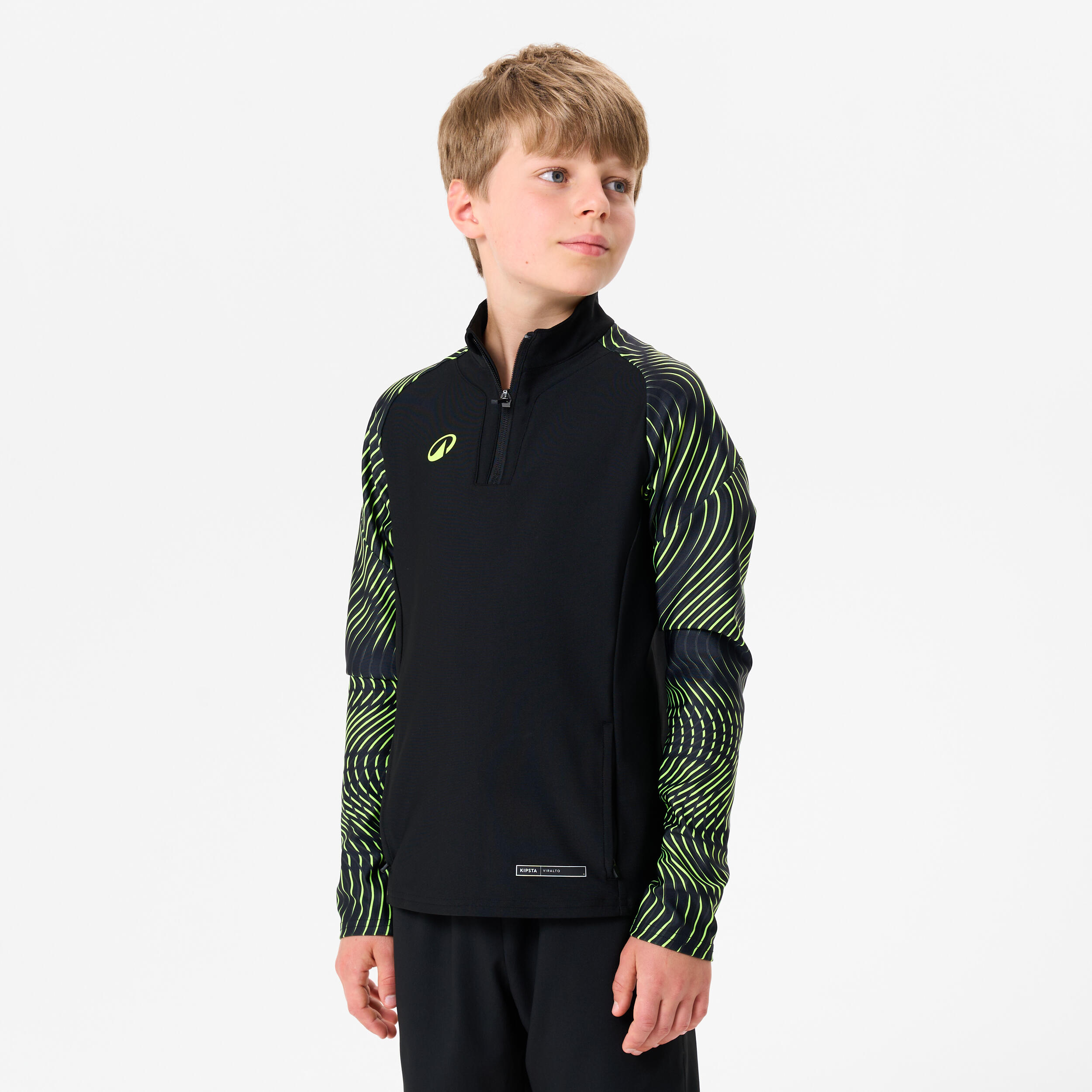 KIPSTA Training top kind Club Wavy zwart/fluogeel