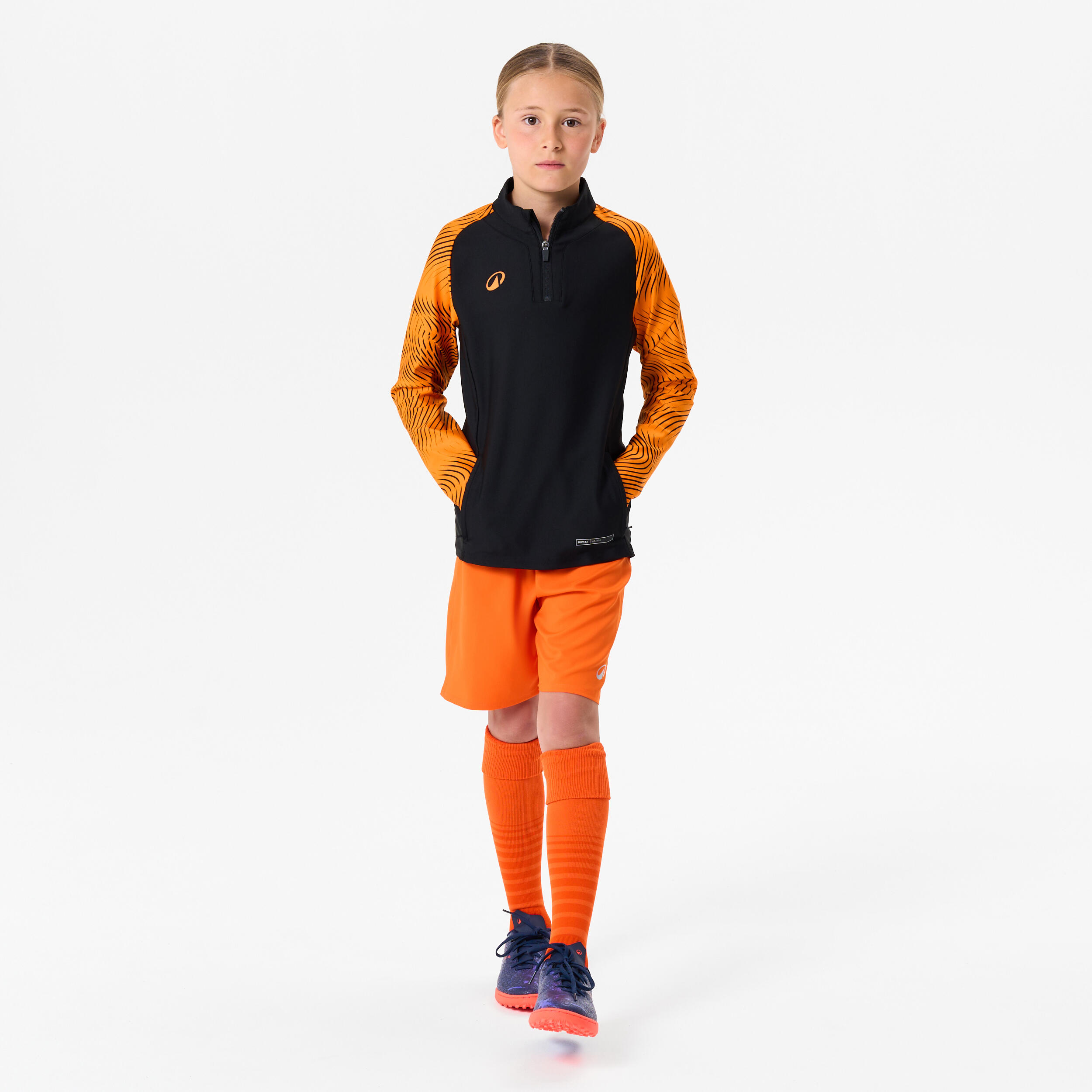 Felpa bambino 1/2 Zip CLUB Wavy nero-arancione 6/6