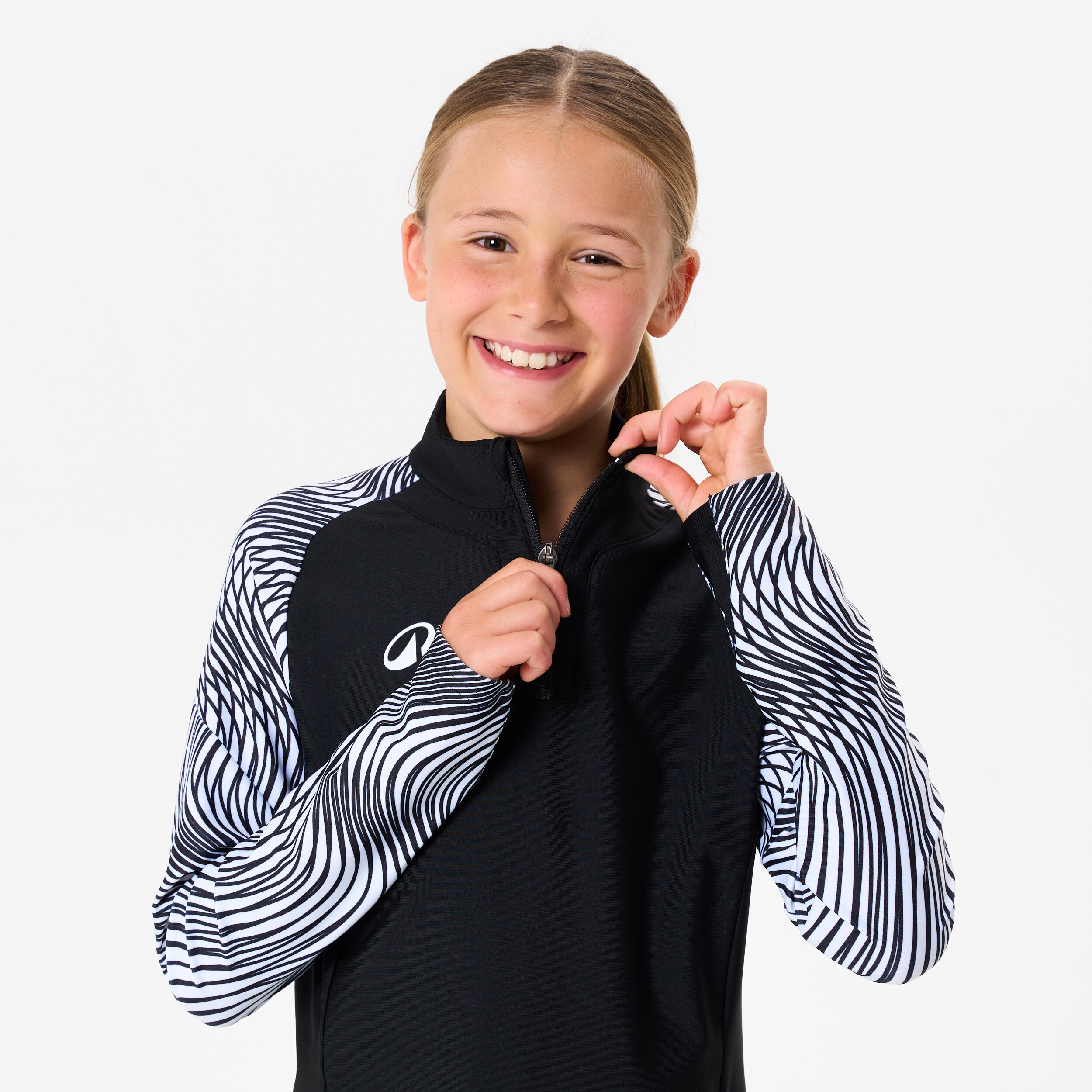 Felpa bambino 1/2 Zip CLUB Wavy nero-bianco 3/6