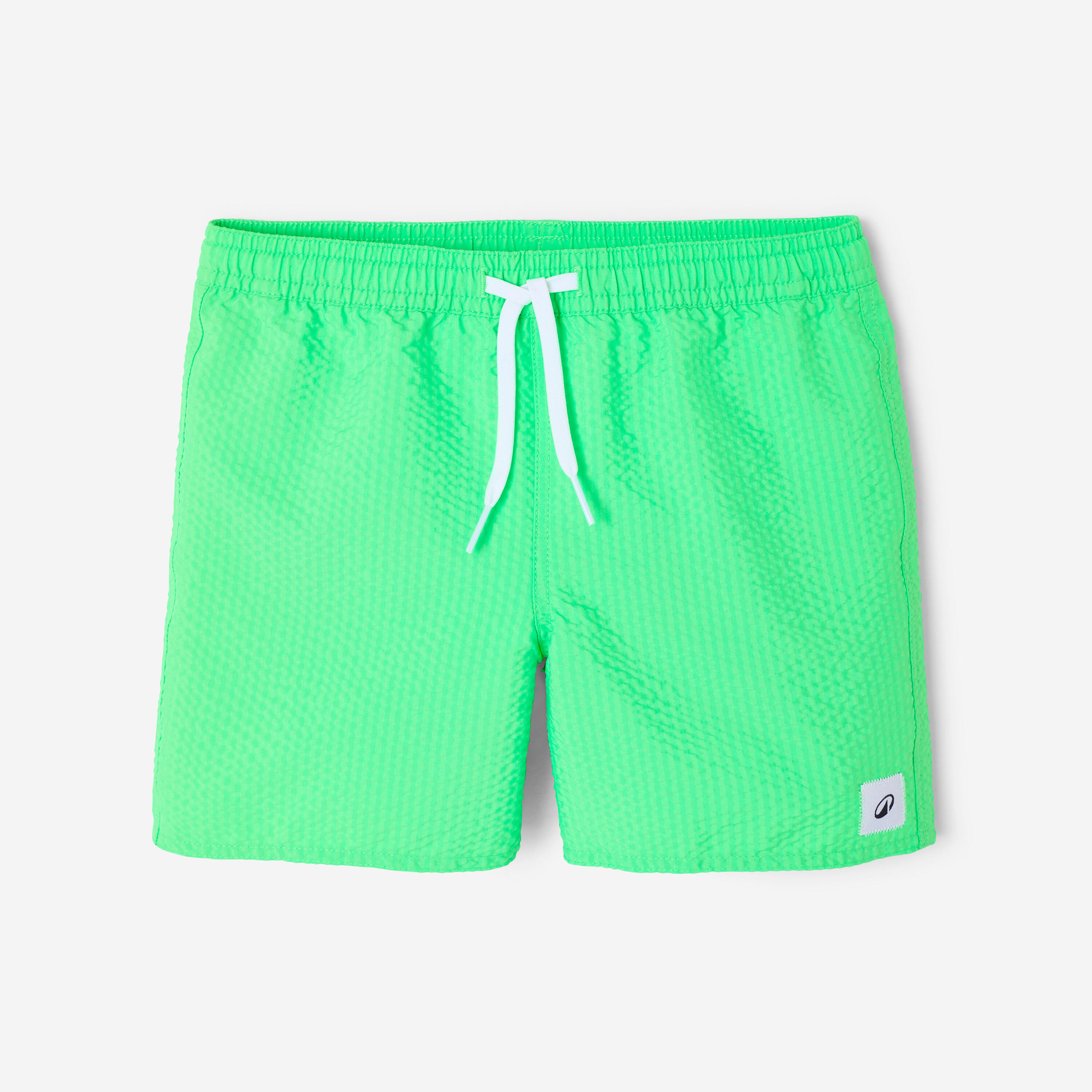 Kids’ surfing swim shorts, 100 textured green