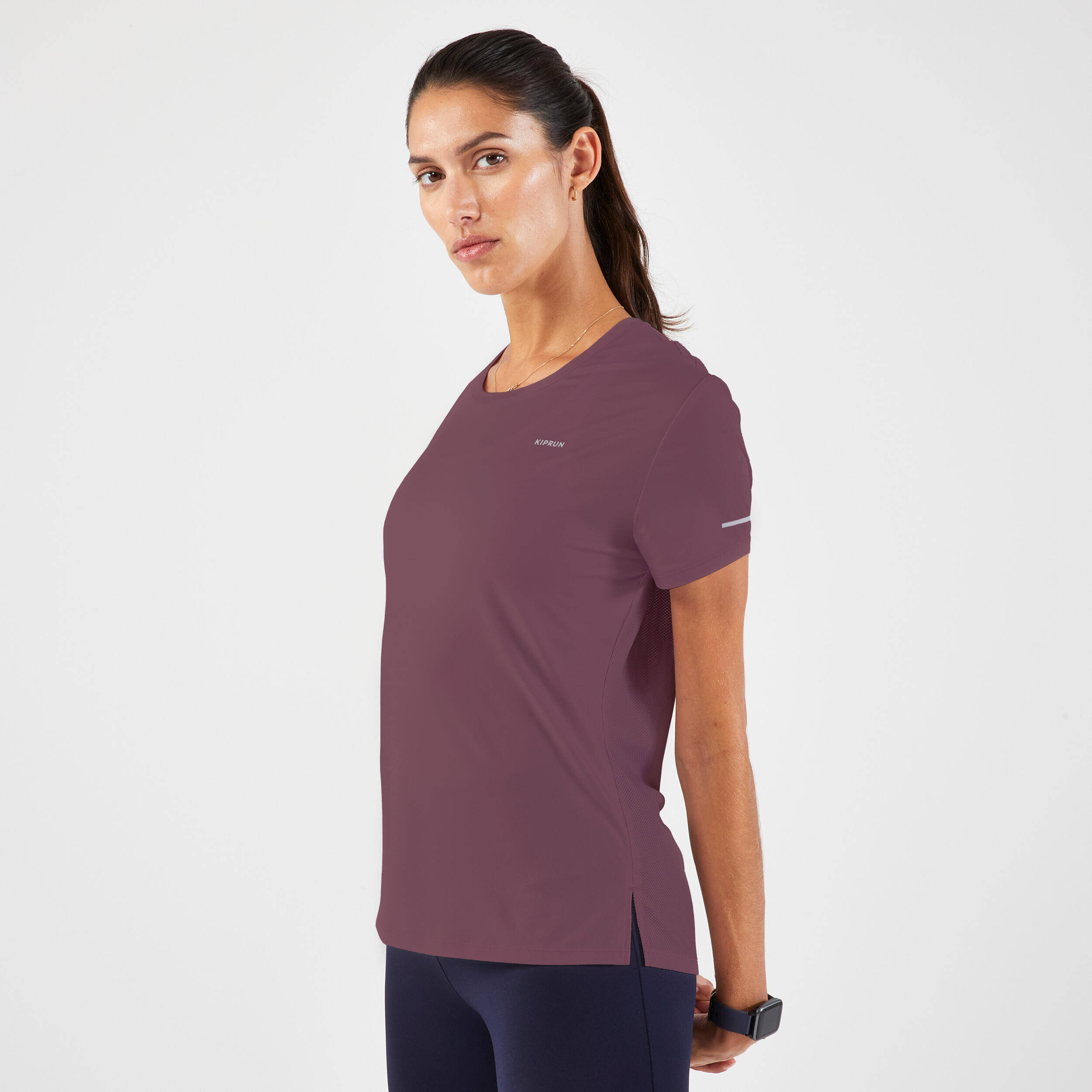 KIPRUN Run 500 Dry Women's Breathable Running T-shirt - Burgundy -  3