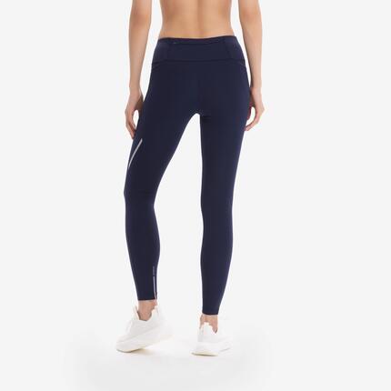 Legging chaud de running Femme, KIPRUN Run 500 Warm Marron Foncé