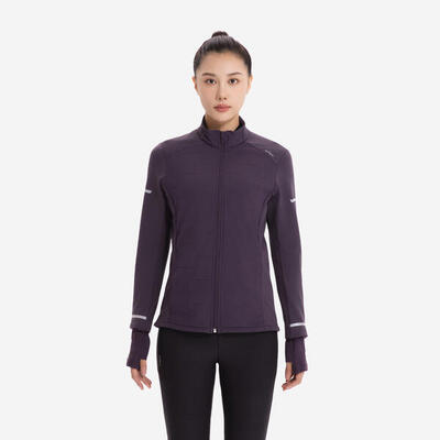 Giacca running donna RUN WARM viola