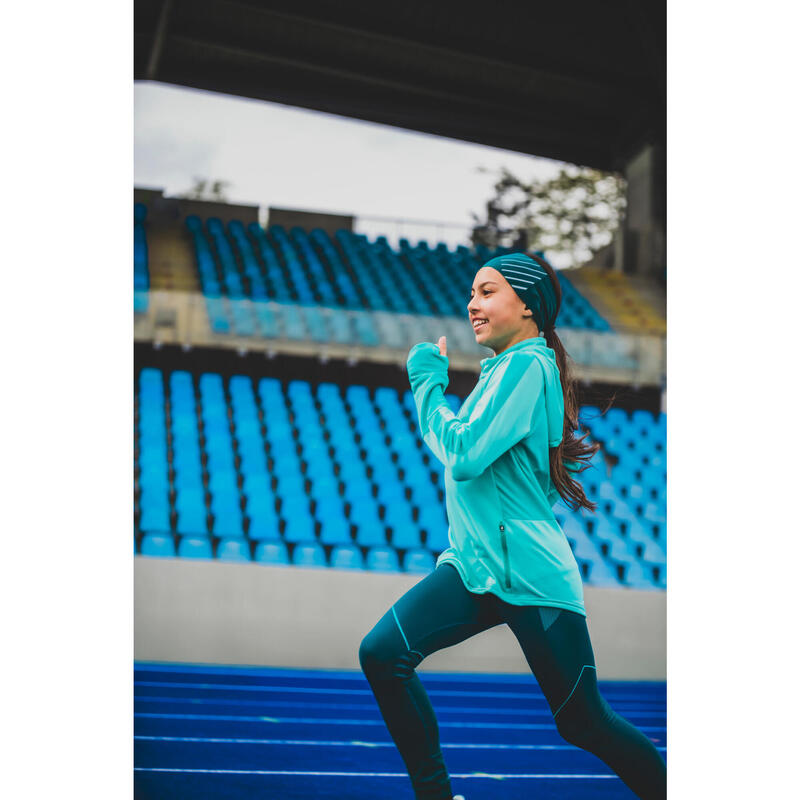 Bluză călduroasă cu fermoar KIPRUN WARM+ verde turcoaz 