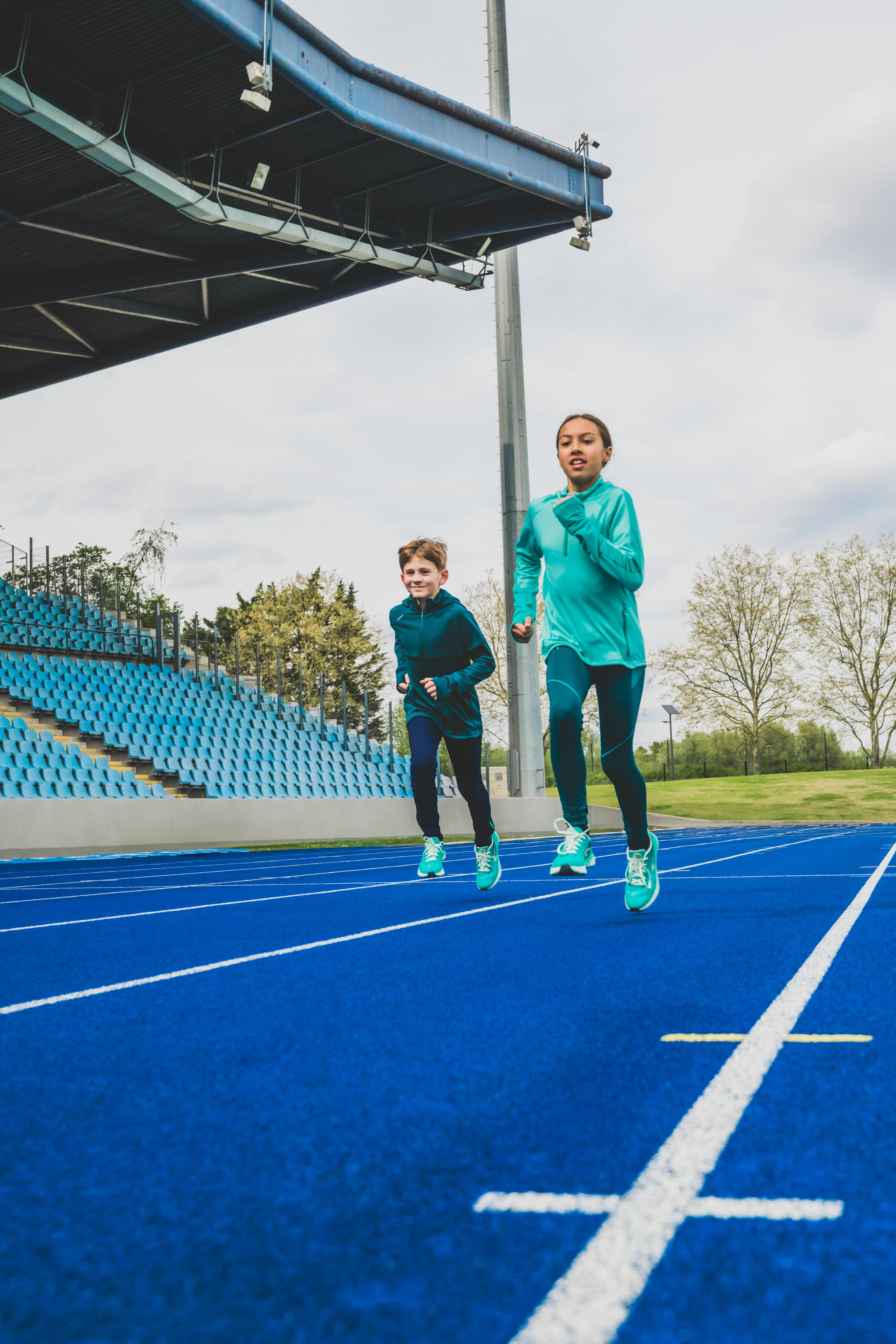 Leggings running bambino CARE 500 verde scuro 11/12