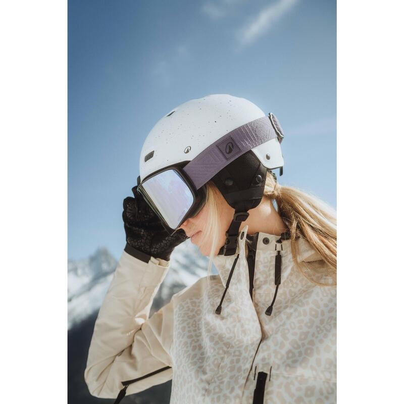 Geacă lungă și călduroasă de schi și snowboard 500 Bej Damă 