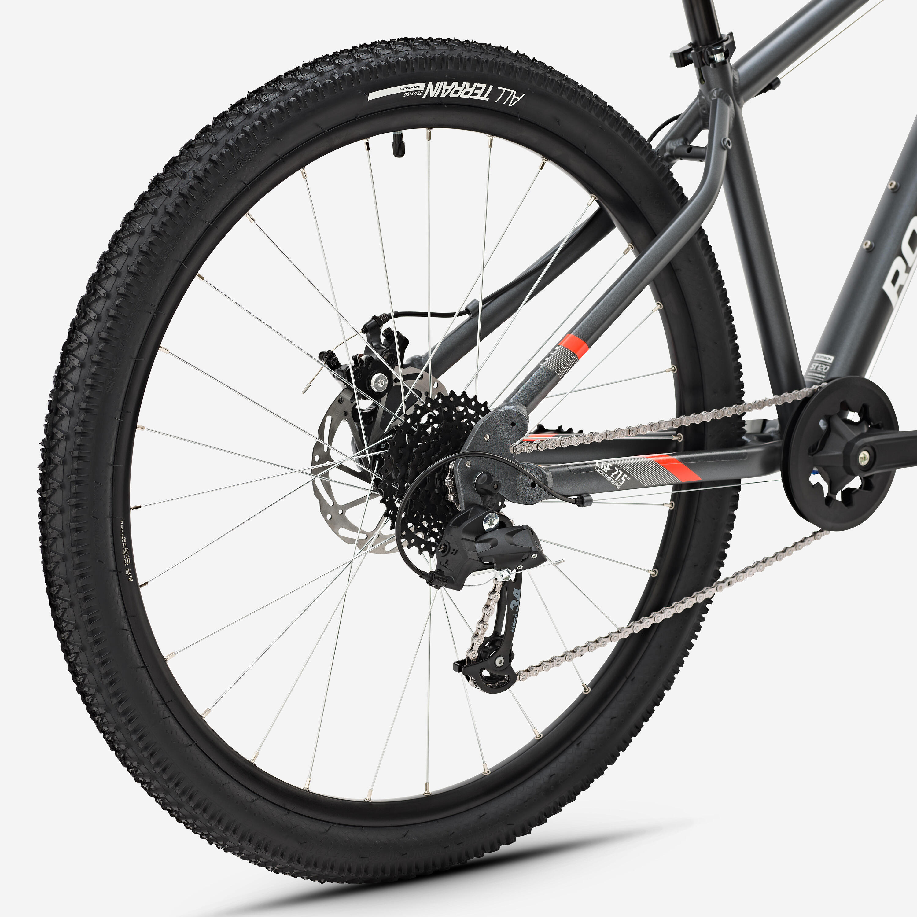 Vélo vtt randonnee st 120 gris orange 27,5" 5/9