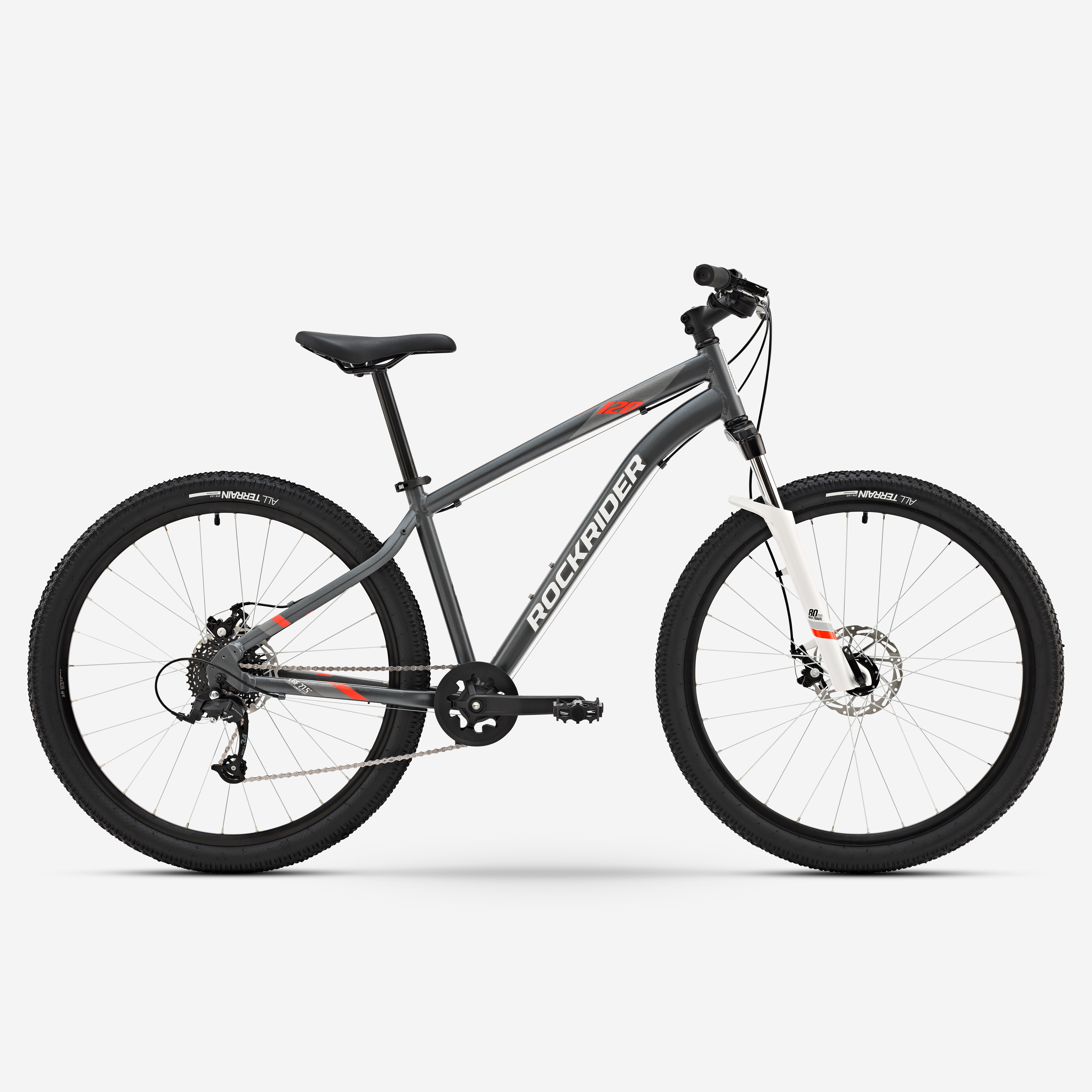 Bicicleta de muntanya 27,5" alumini monoplat rockrider ST120 gris/taronja (S)