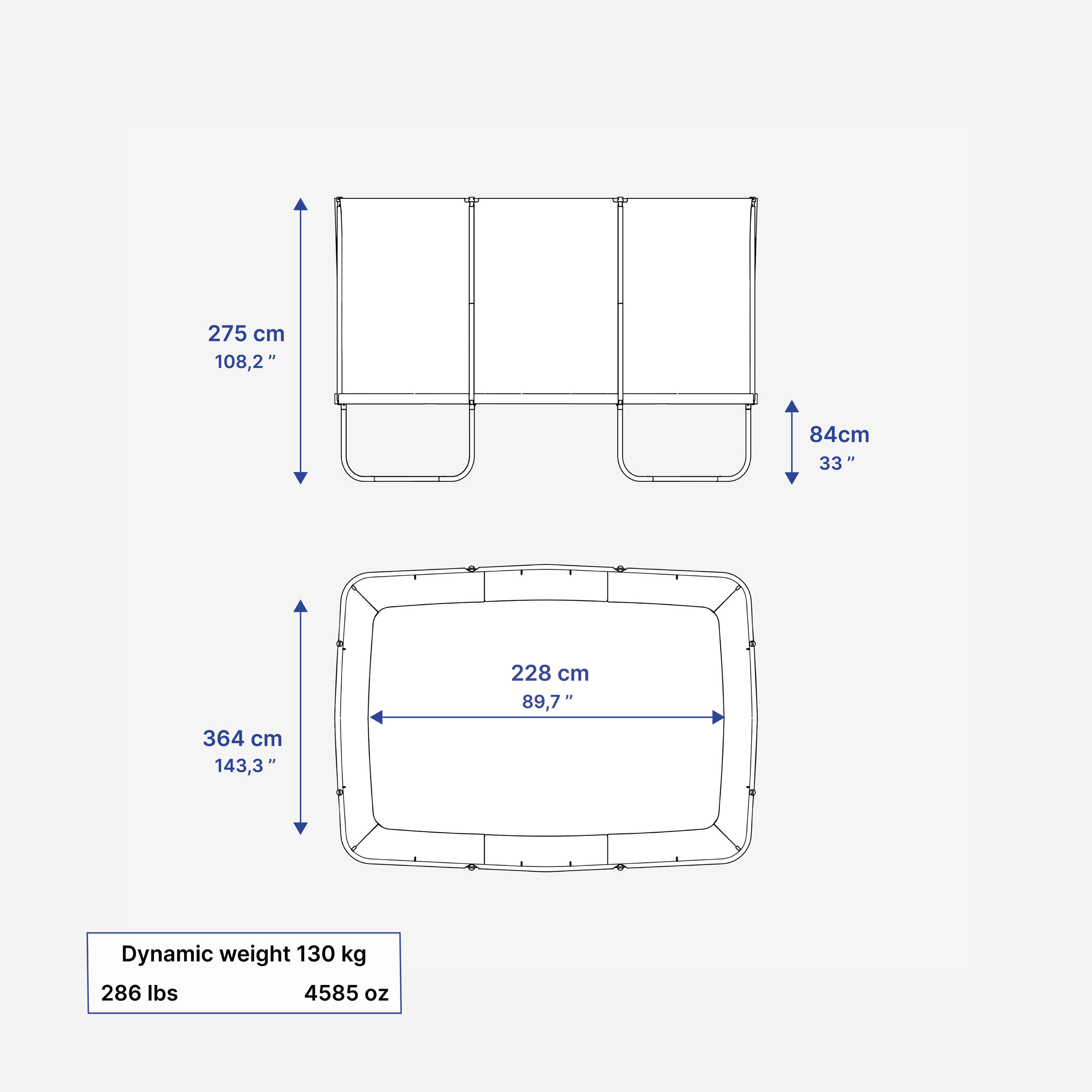 Rechthoekige trampoline 520 met veiligheidsnet 5/8