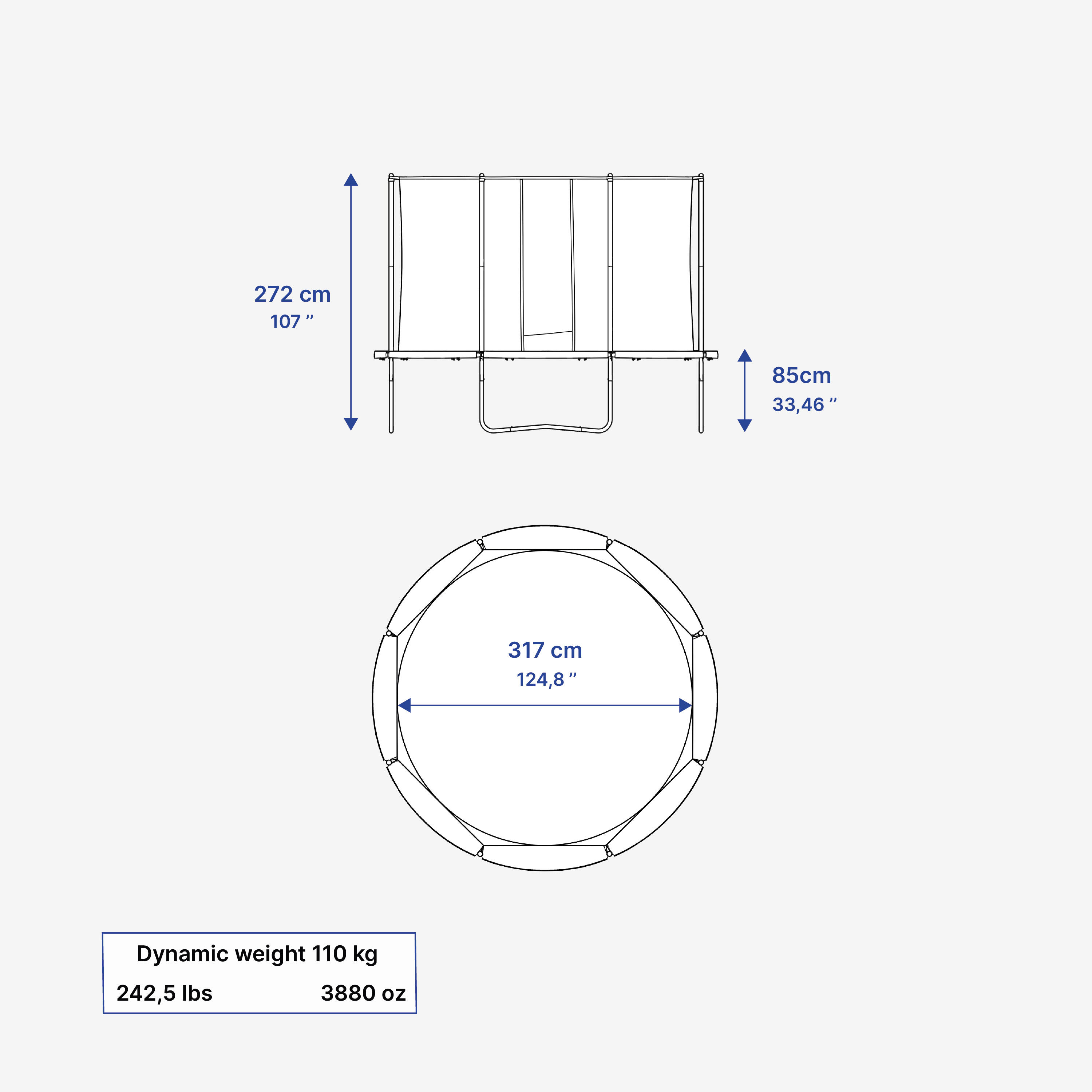 Trampoline with Netting, Supports upto 150kg, 360 - Tool Free Design