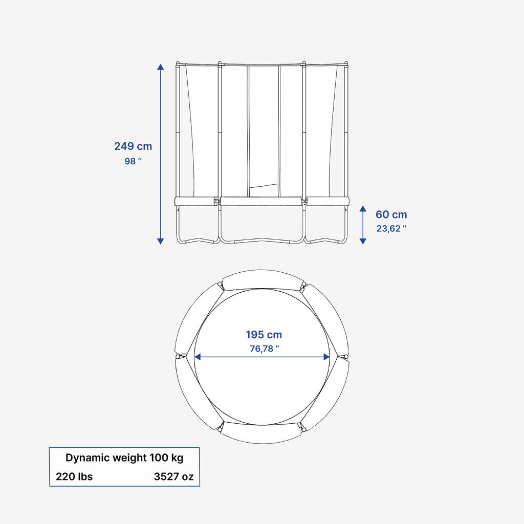 Trampoline 240 with Netting - Tool-Free Design