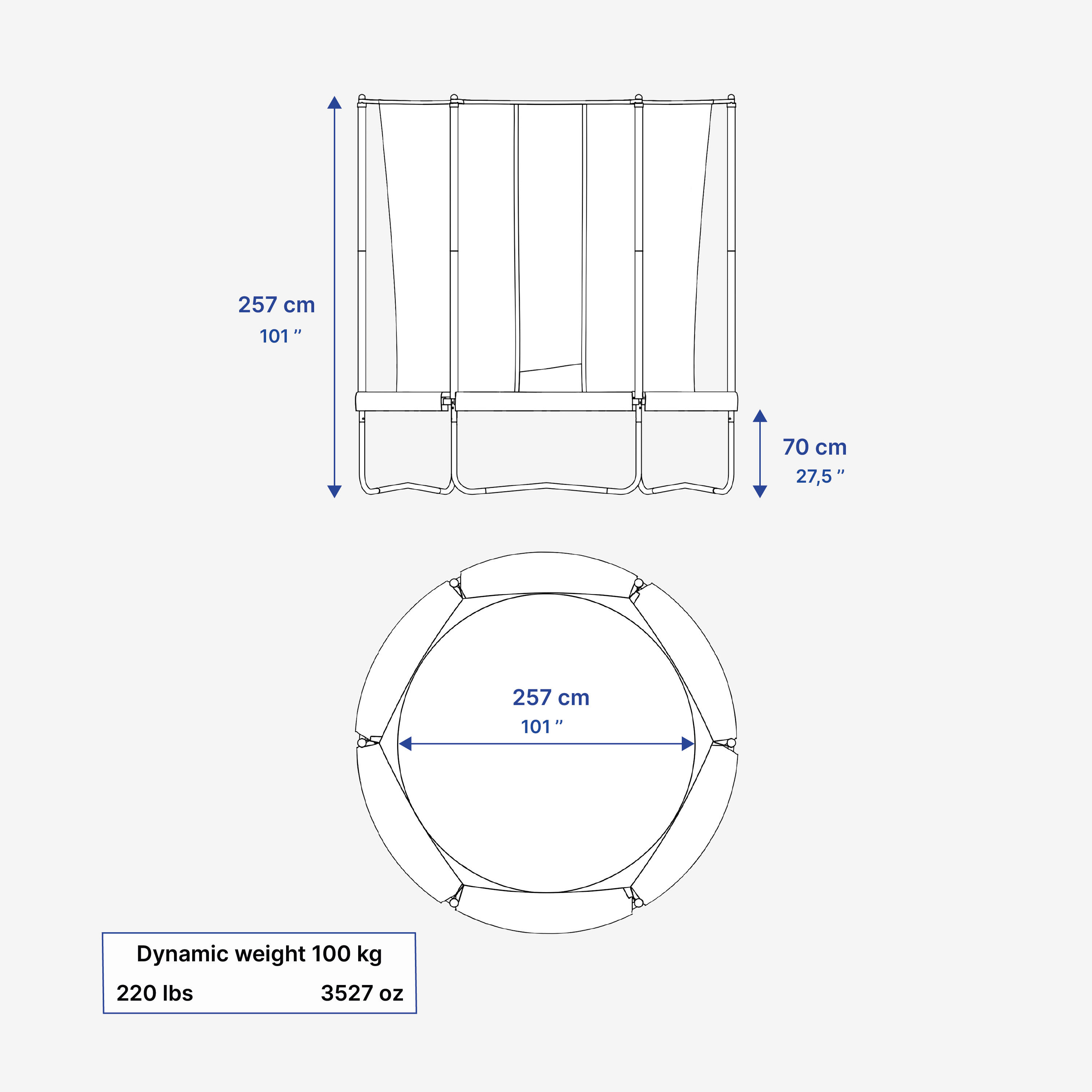 Trampoline 300 avec filet de protection - montage sans outil 5/16