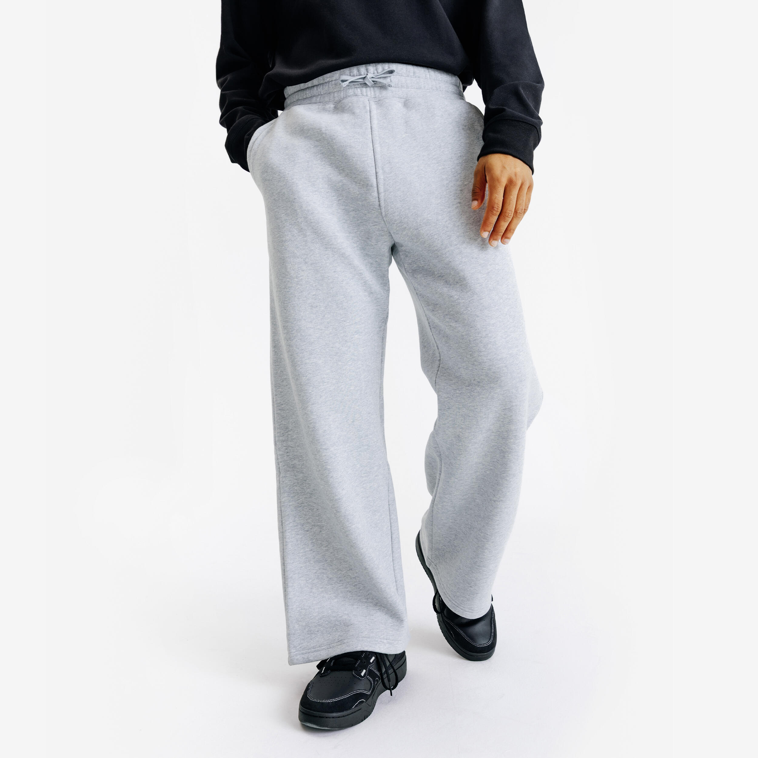DECATHLON Men's Straight-Leg Jogging Bottoms Elementals Grey Marl