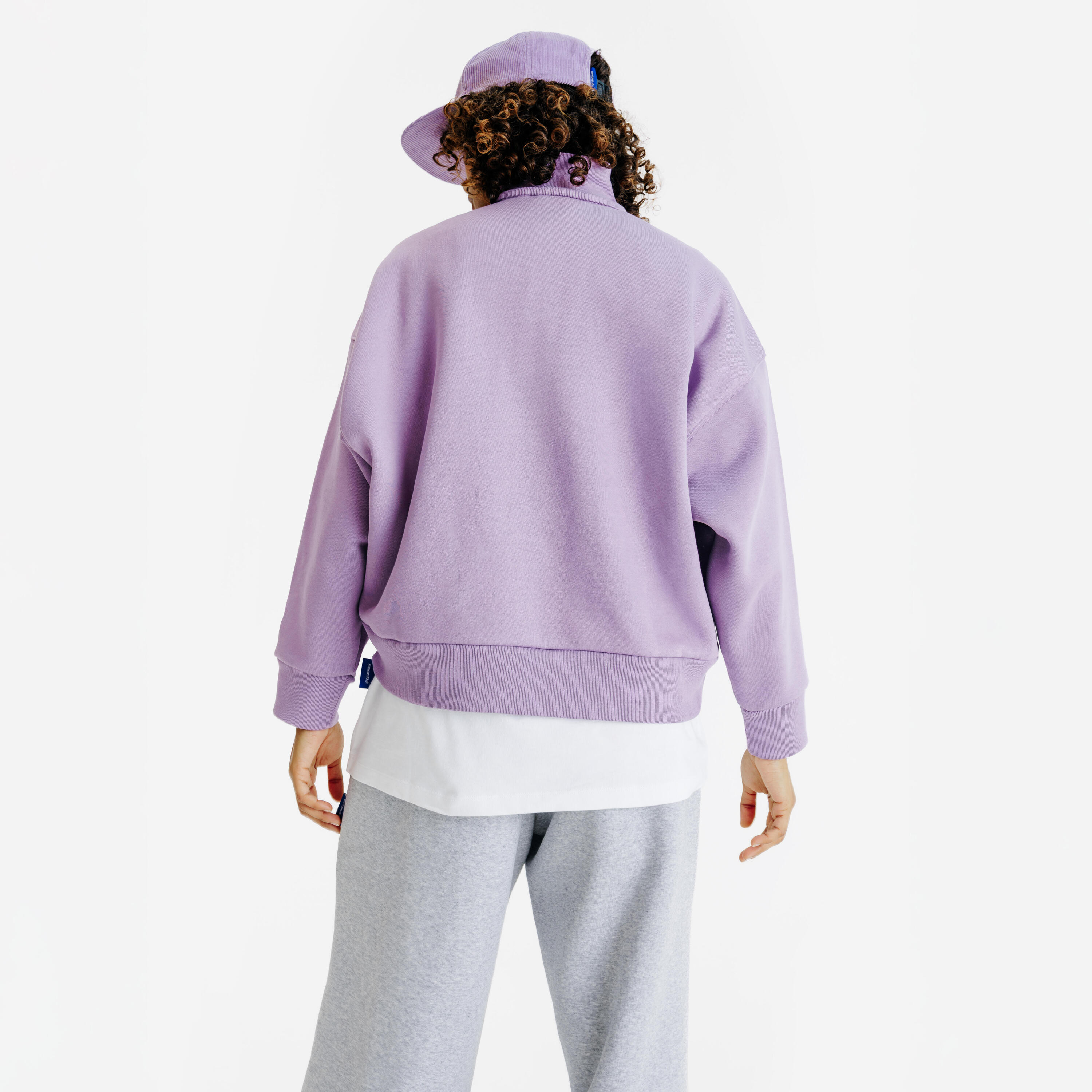 Sweatshirt decote com fecho mulher, Elementals, violeta 4/5