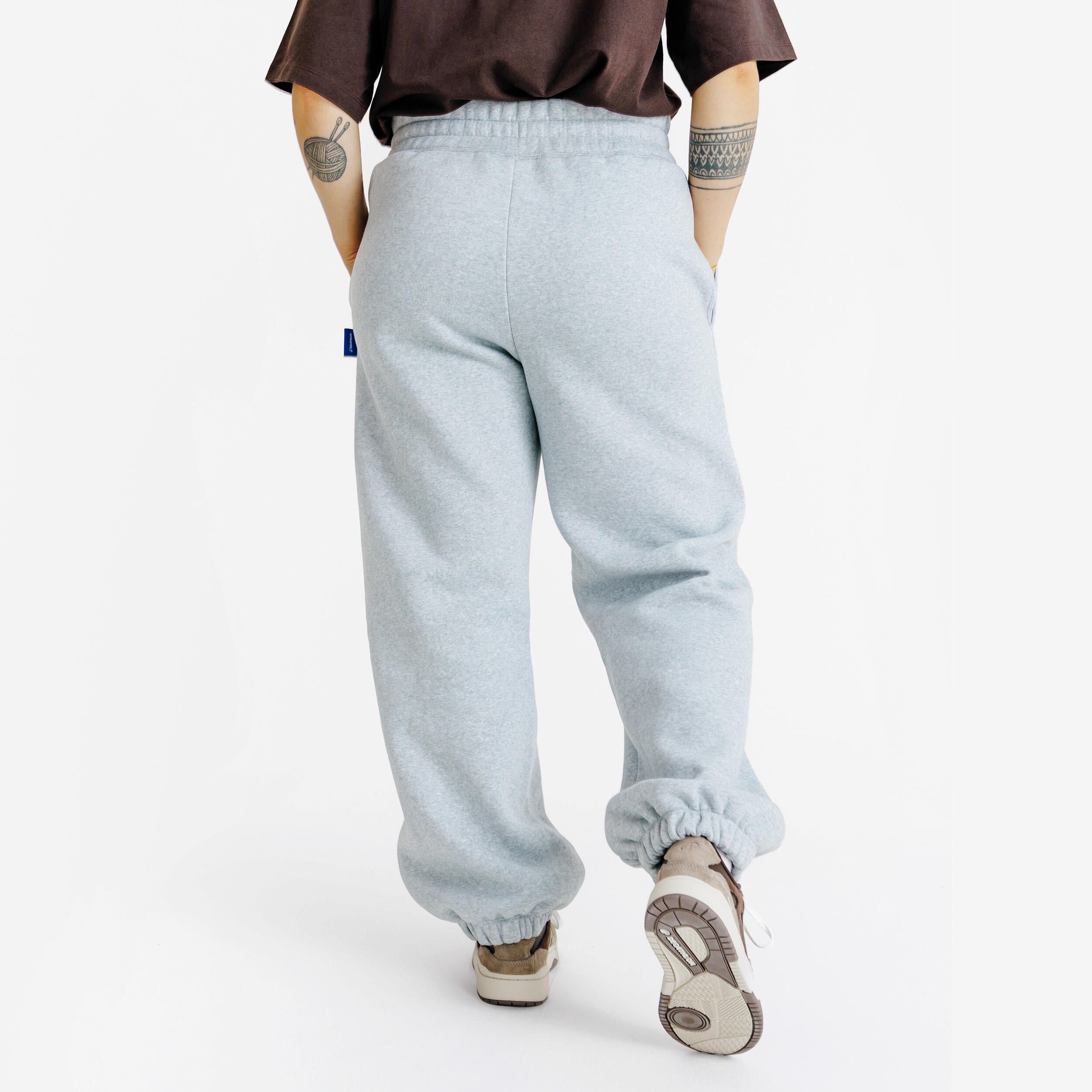 Pantaloni donna ELEMENTALS flare felpati grigio melange 4/4