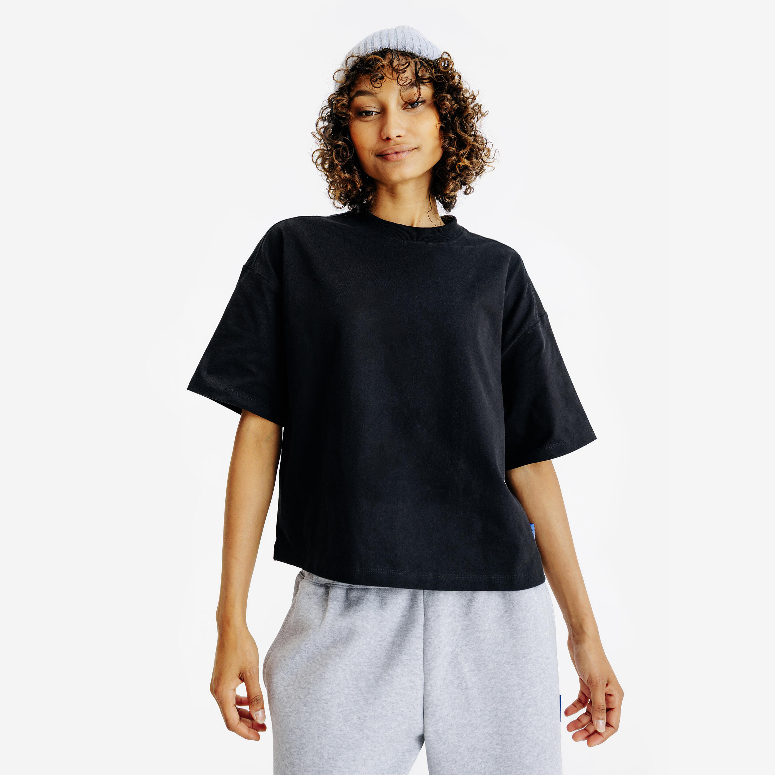 DECATHLON T-Shirt Crop Damen - schwarz