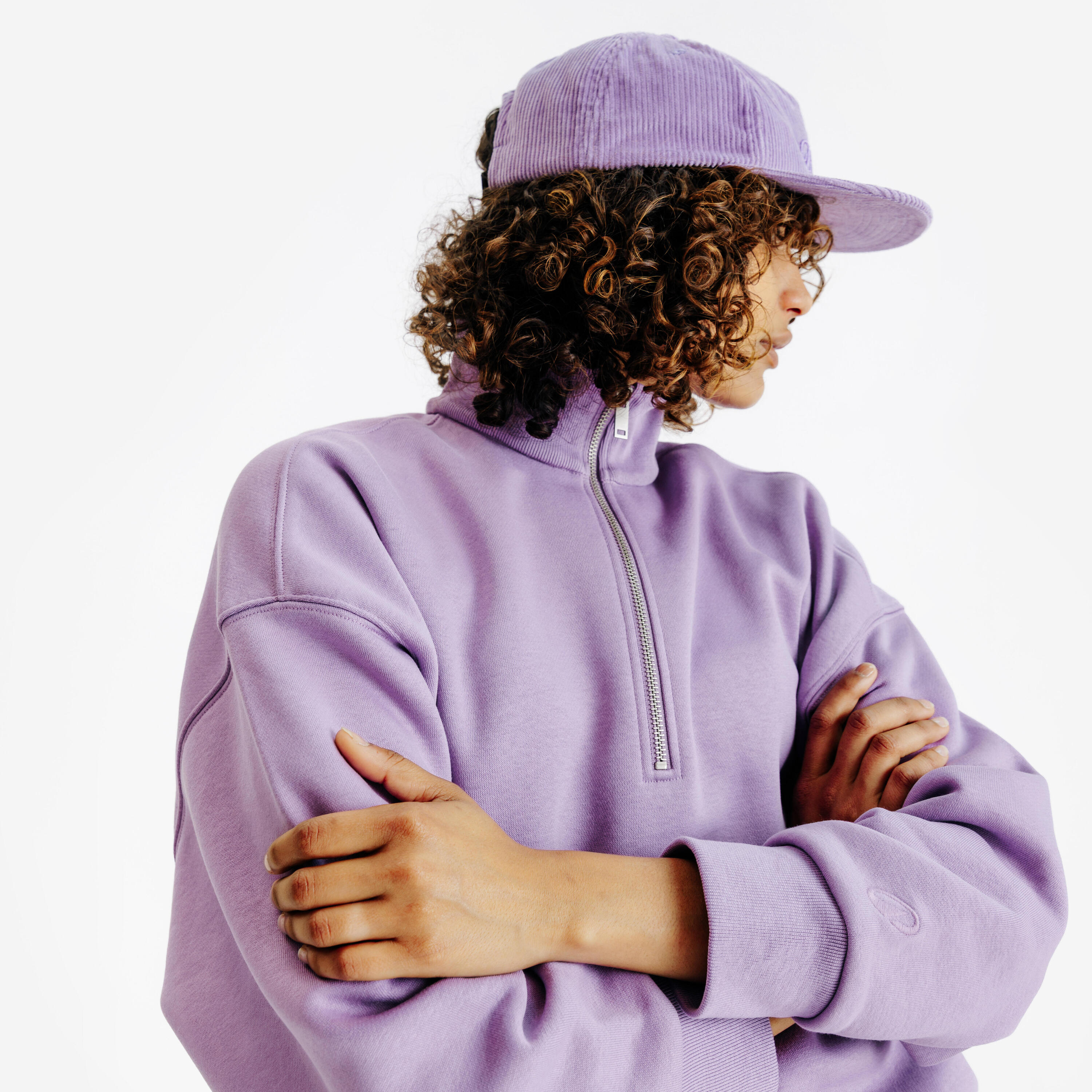 Sweatshirt decote com fecho mulher, Elementals, violeta 3/5