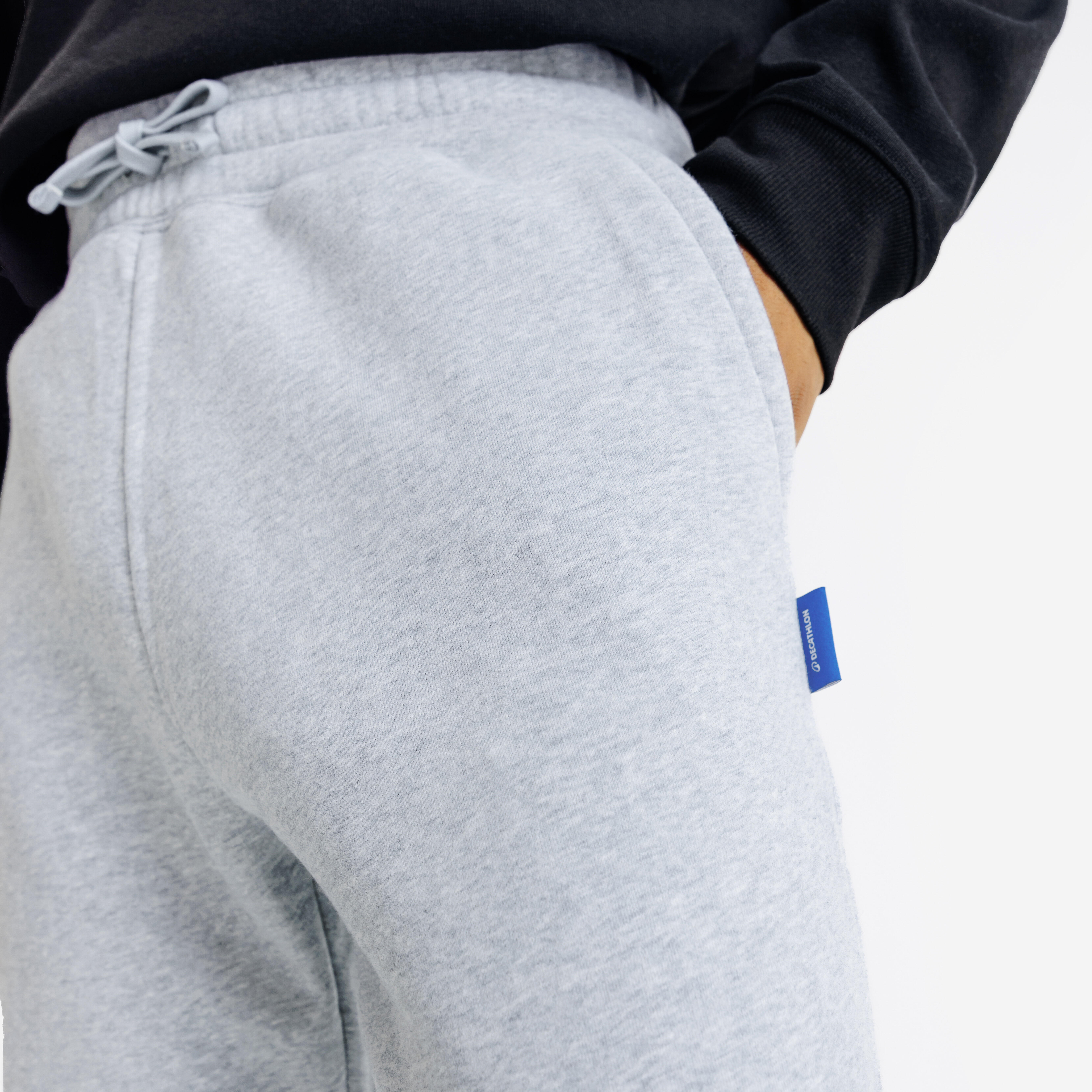 DECATHLON Pánske tepláky Elementals rovný strih sivé melírované M(W32 L33) · záber 7