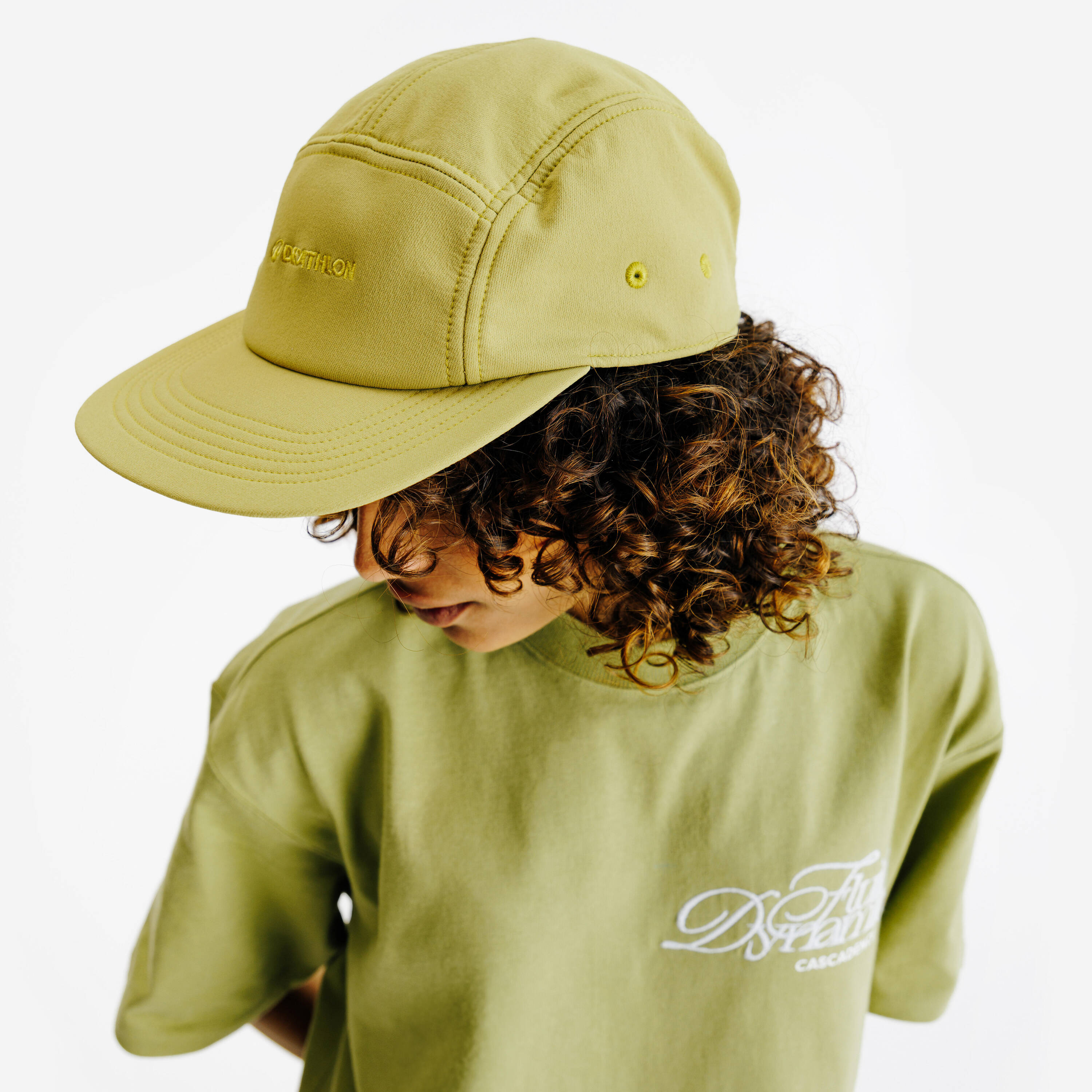 5 panel cap with flat visor, khaki -  3