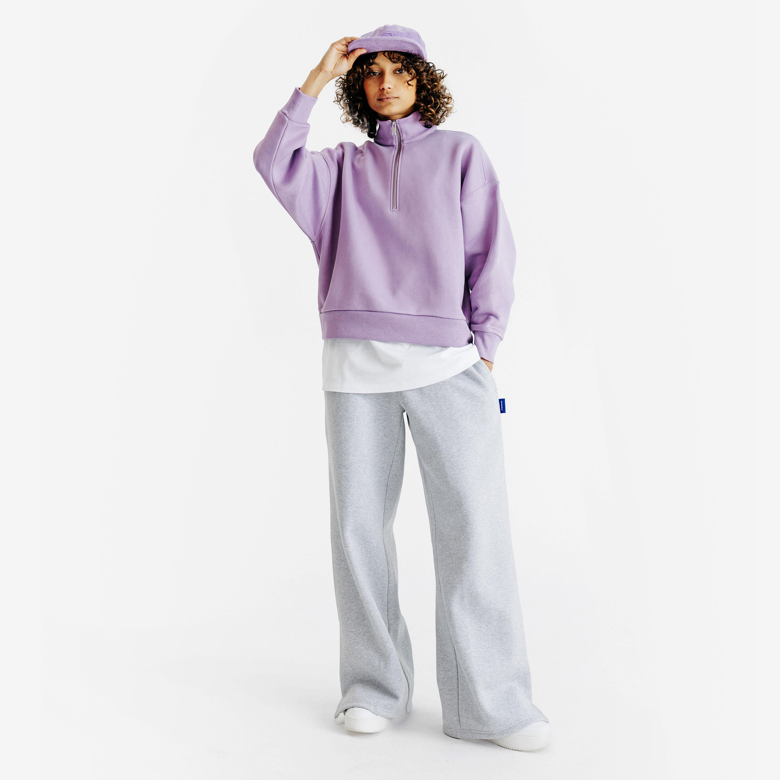 Sweatshirt decote com fecho mulher, Elementals, violeta 2/5