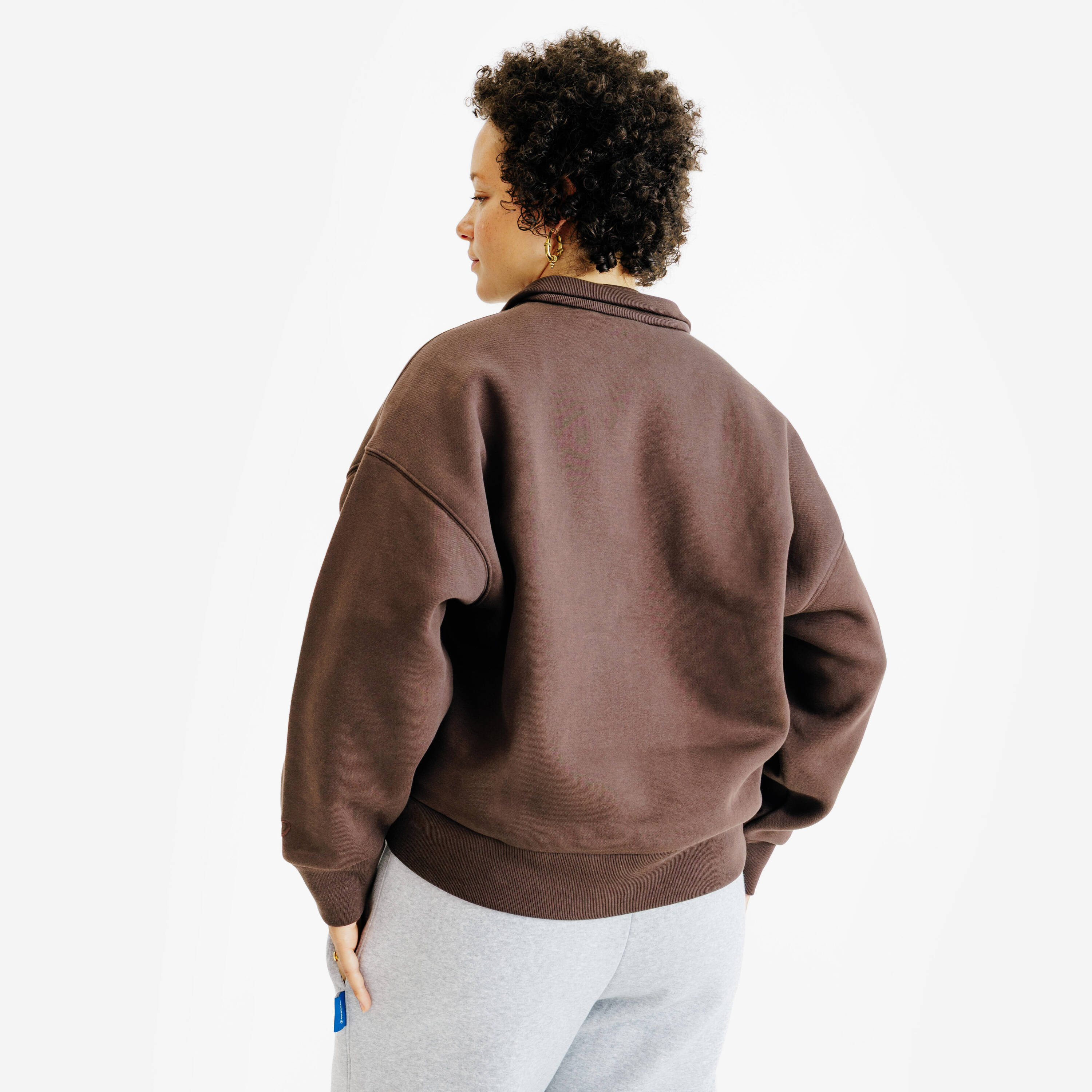 Women's Zipped Neck Sweatshirt Elementals Brown -  4
