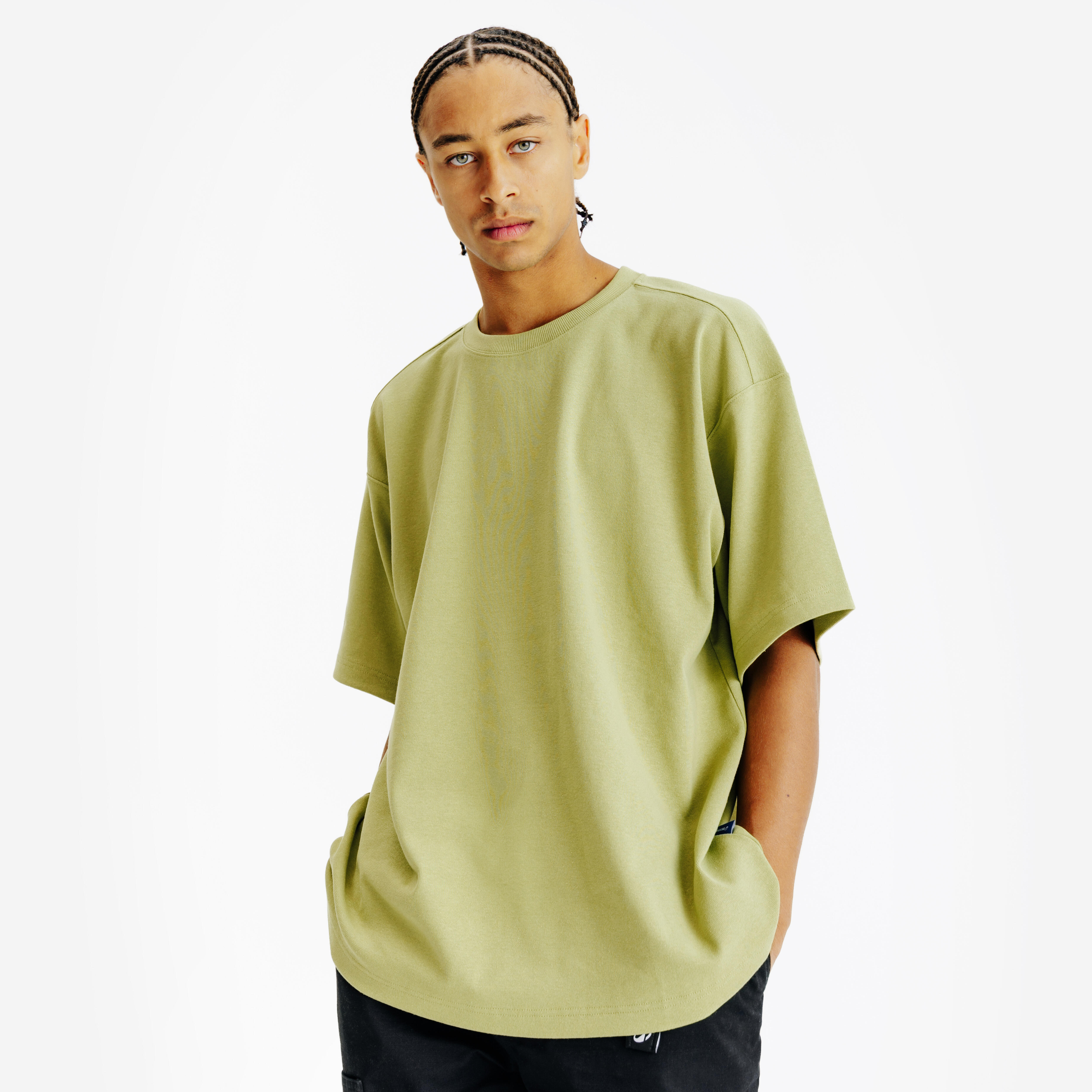 DECATHLON Pánske oversize tričko Elementals khaki L