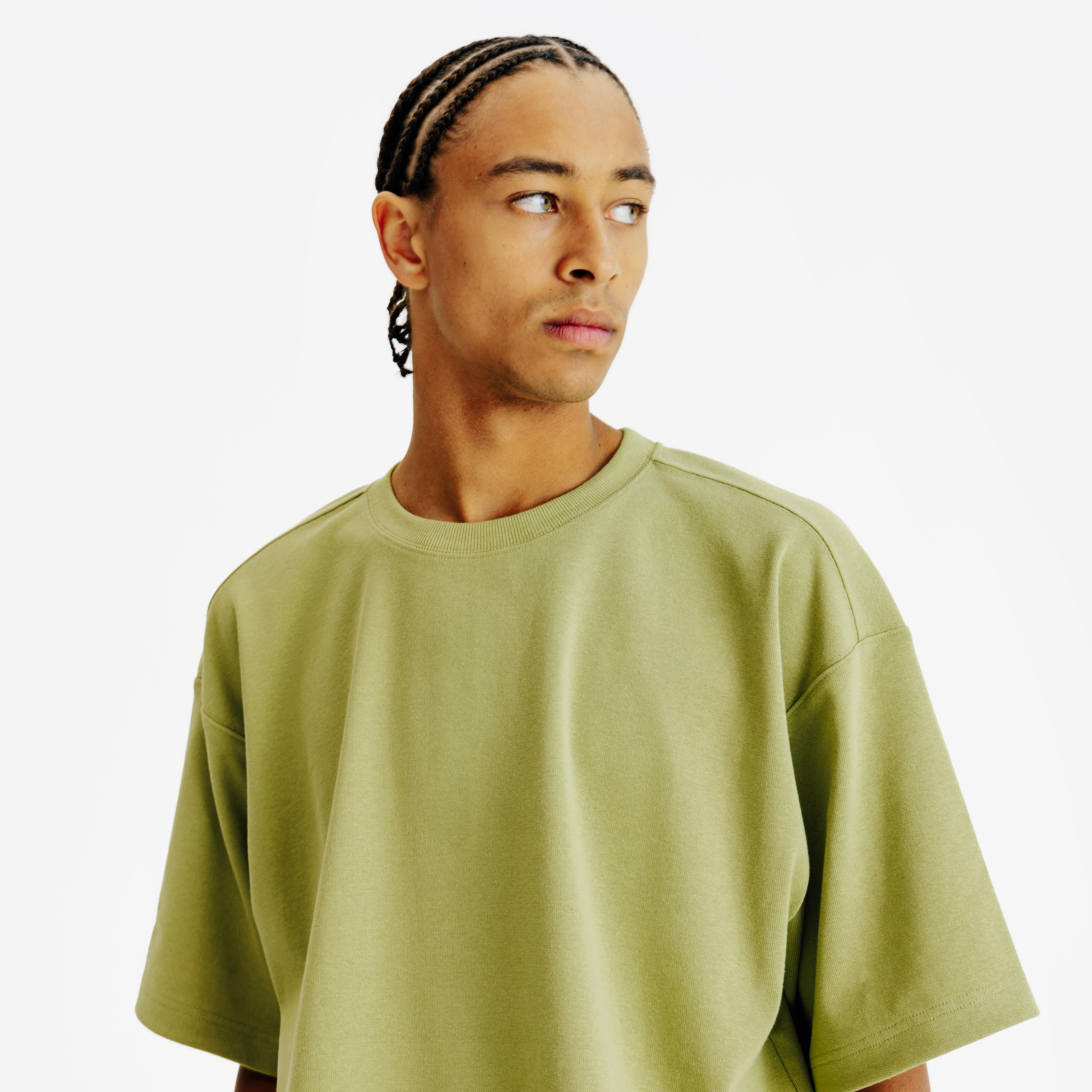 DECATHLON Pánske oversize tričko Elementals khaki XS · záber 4