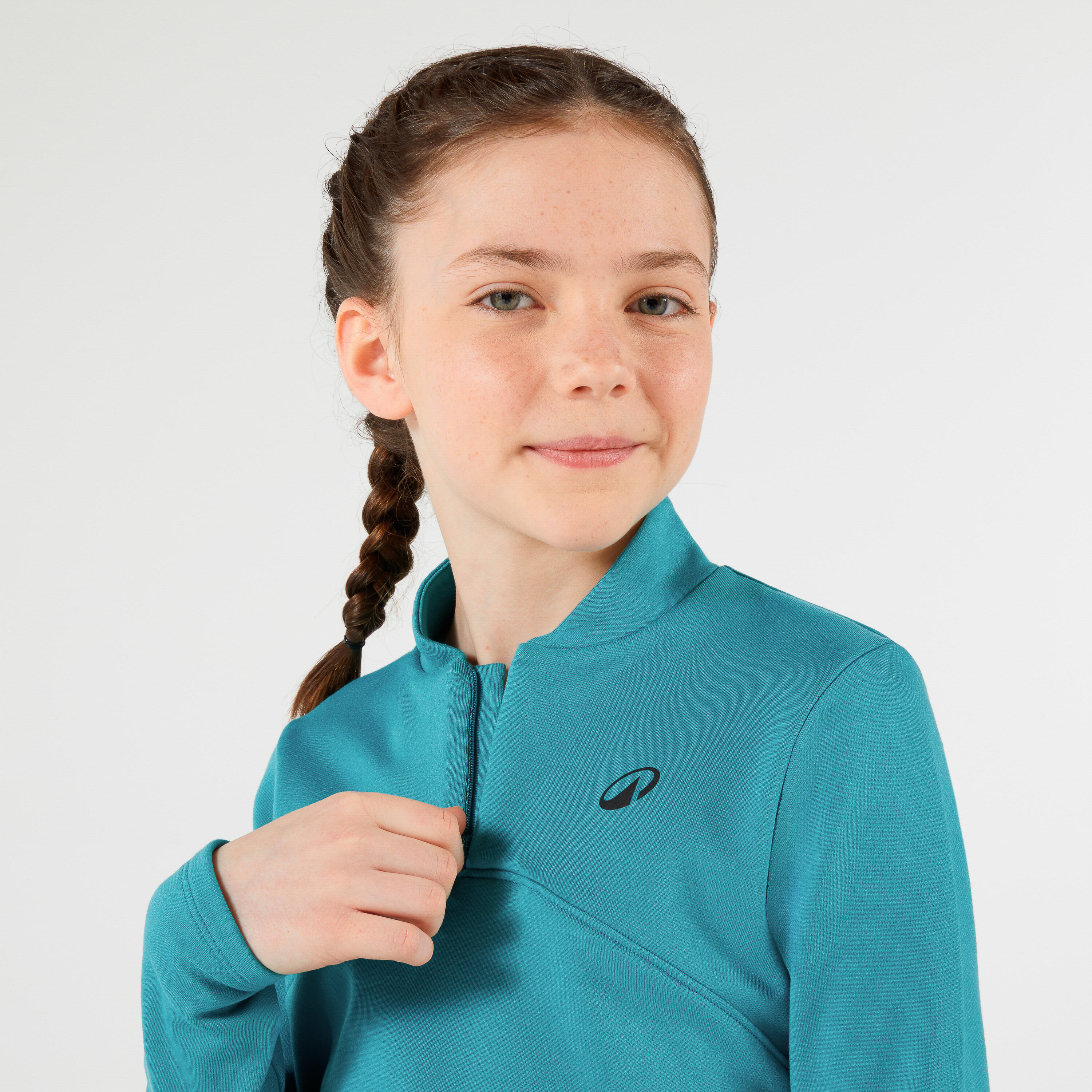 Tennis-Thermoshirt mit langen Ärmeln und halbem Reissverschluss für Mädchen 3/5