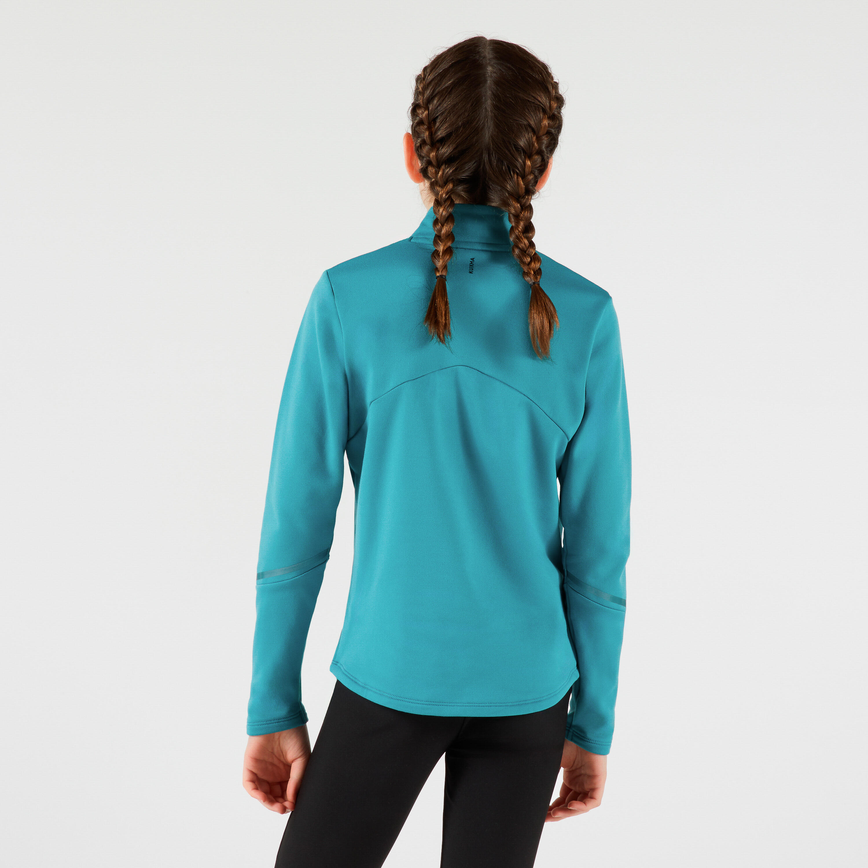 Tennis-Thermoshirt mit langen Ärmeln und halbem Reissverschluss für Mädchen 4/5