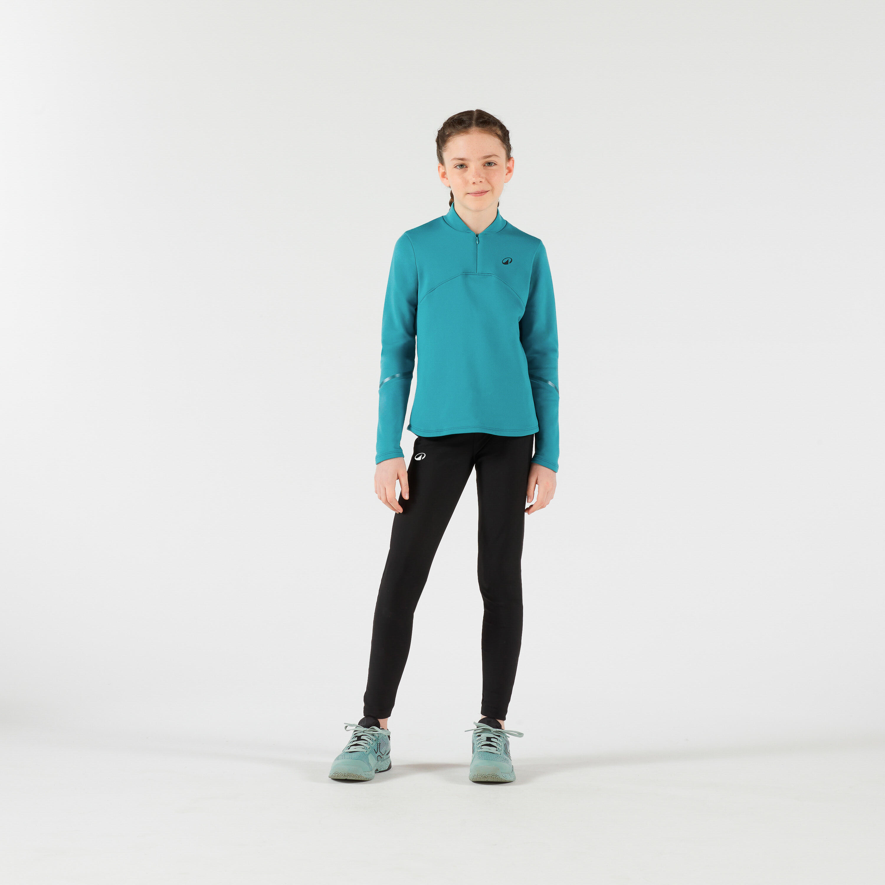 Tennis-Thermoshirt mit langen Ärmeln und halbem Reissverschluss für Mädchen 2/5