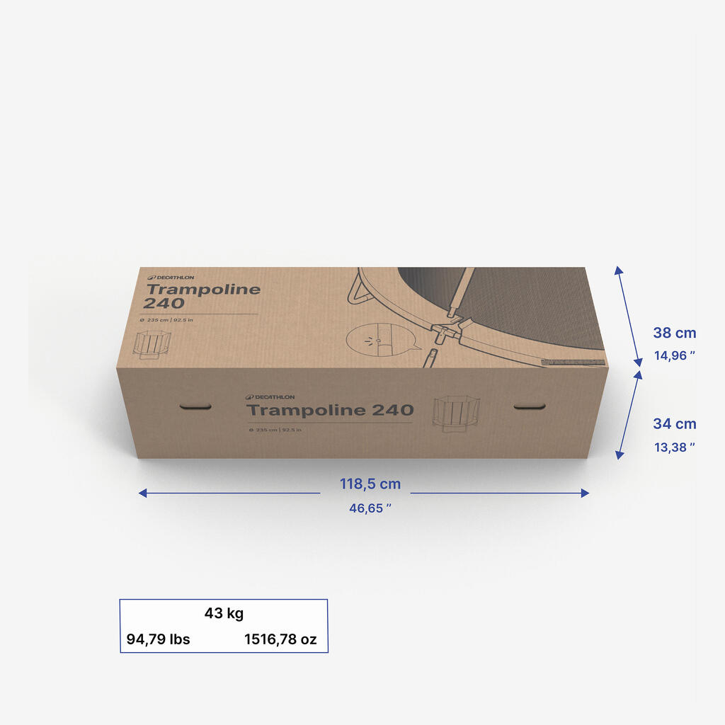 Trampoline 240 with Netting - Tool-Free Design