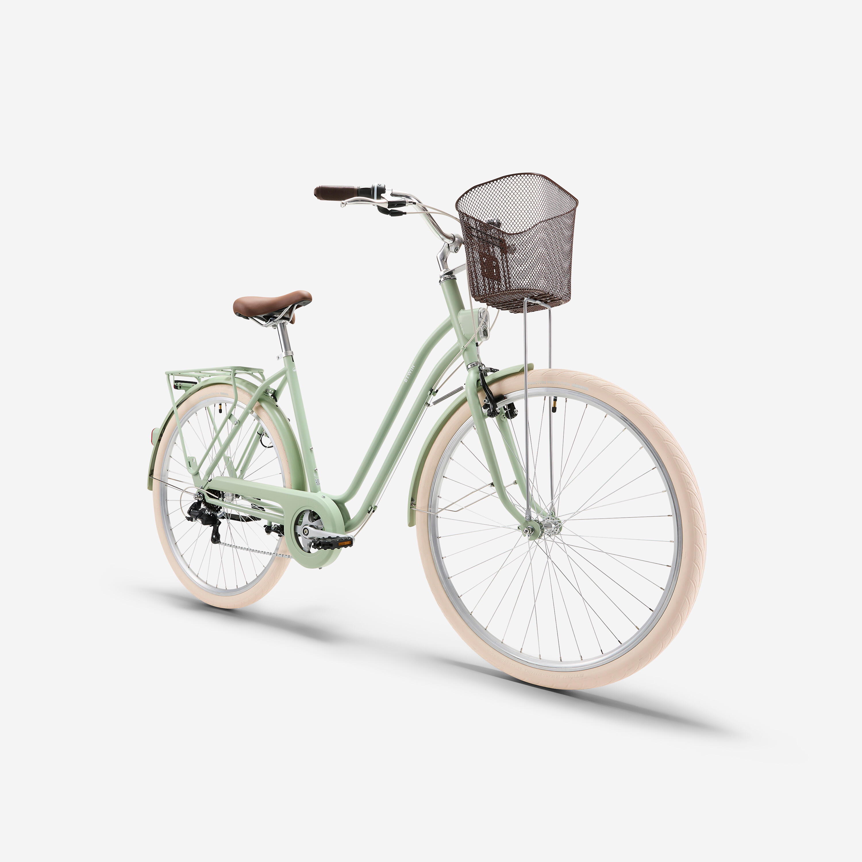 Low Frame City Bike 520-Almond Green ELOPS | Decathlon