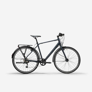 Bicicleta urbana larga distancia aluminio cuadro alto Elops 500 LD azul grisaceo