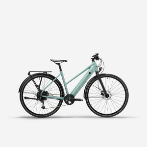 Bicicleta Eléctrica Urbana cuadro bajo Larga Distancia Elops 500 Verde
